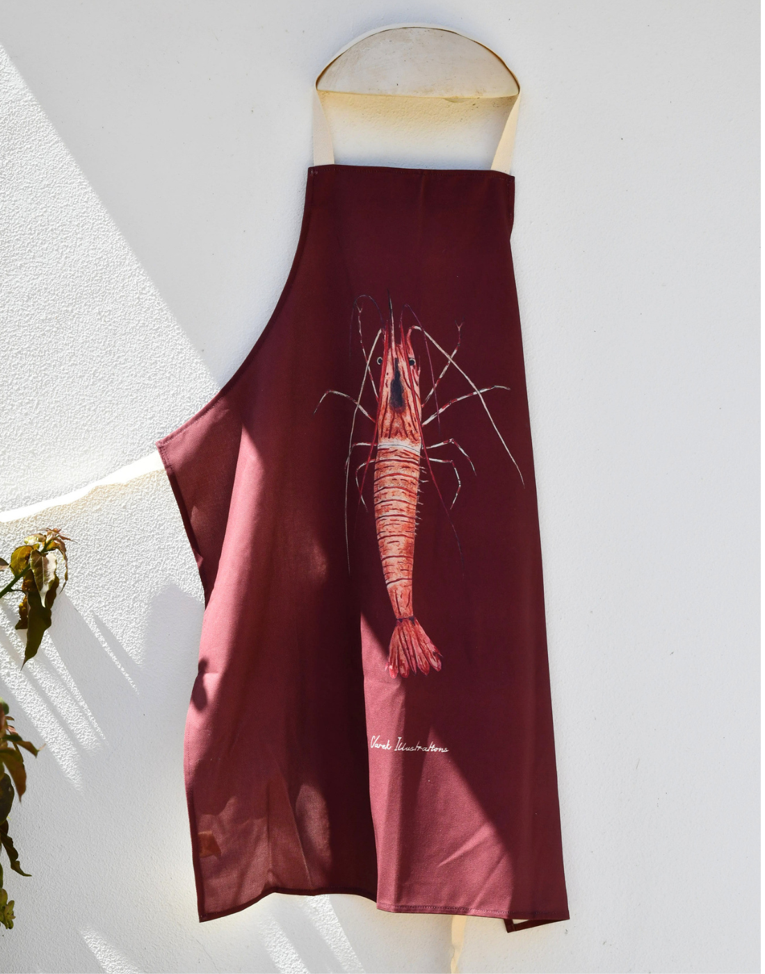 Tablier Rouge brun 100% coton : La Crevette