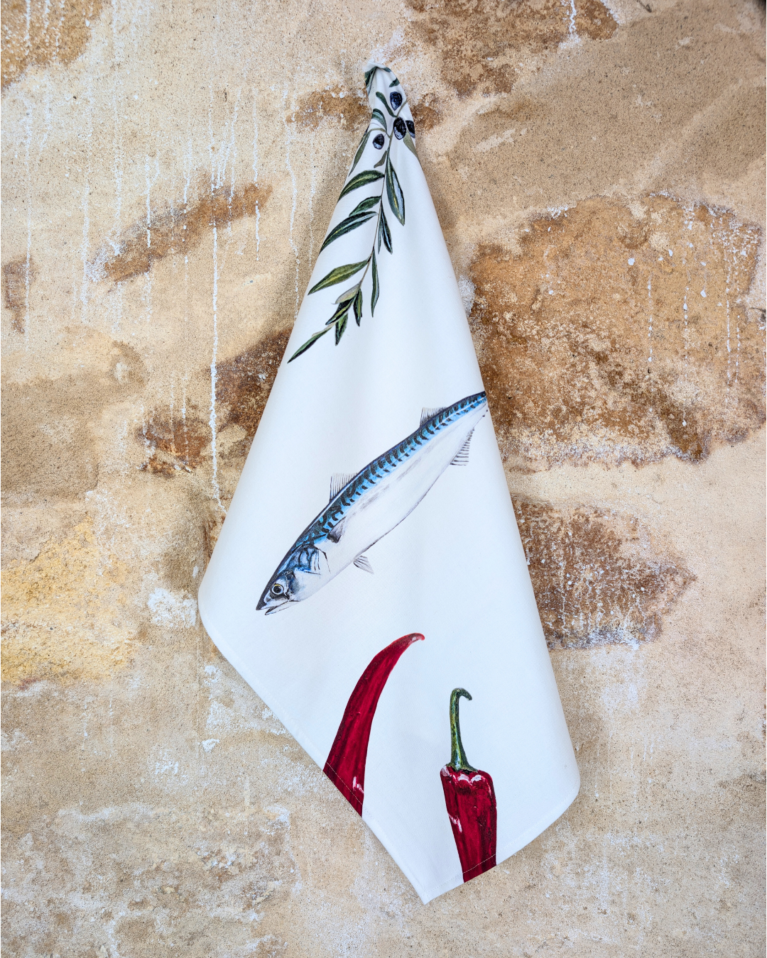 Torchon 100% coton : Le Maquereau au Piment d'Espelette