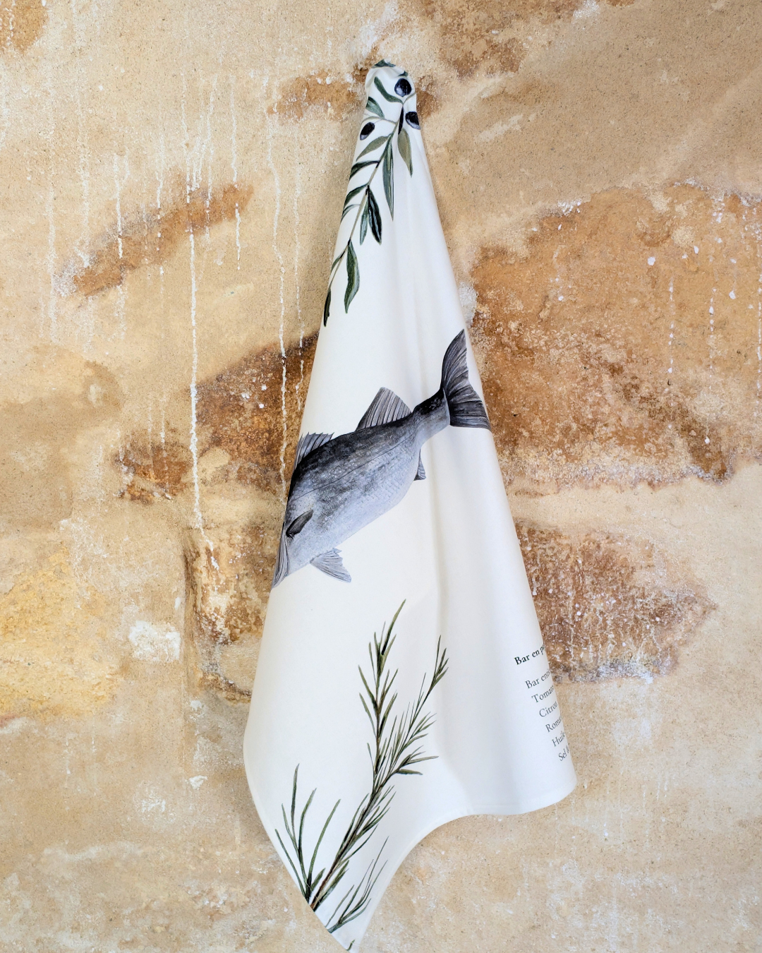 Torchon 100% coton : Le Bar en Papillote
