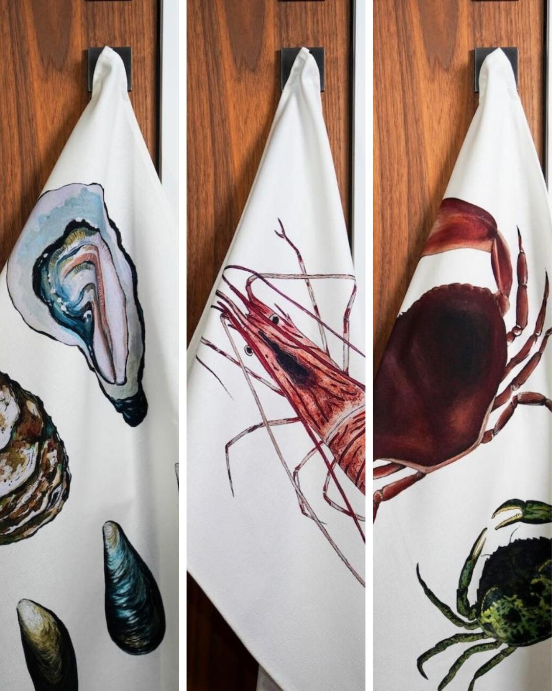 Lot de 3 Torchons 100% coton : Le plateau de fruits de mer