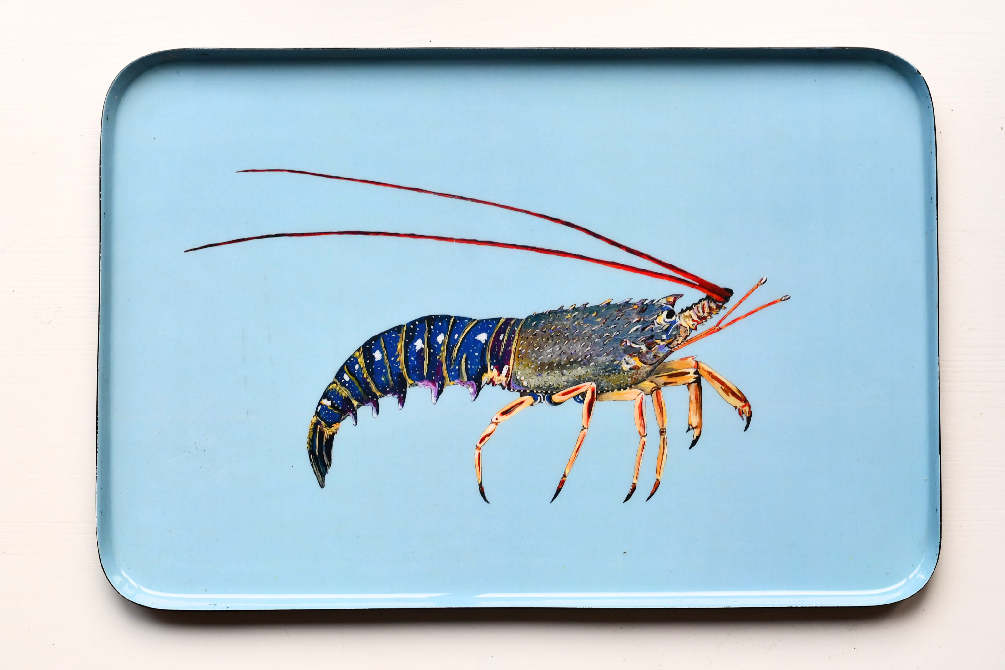 Plateau en aluminium émaillé 45 x 30 cm : La Langouste