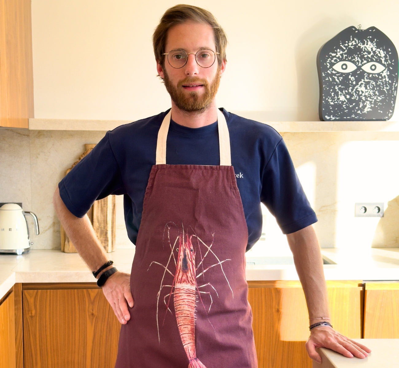 Tablier Rouge brun 100% coton : La Crevette