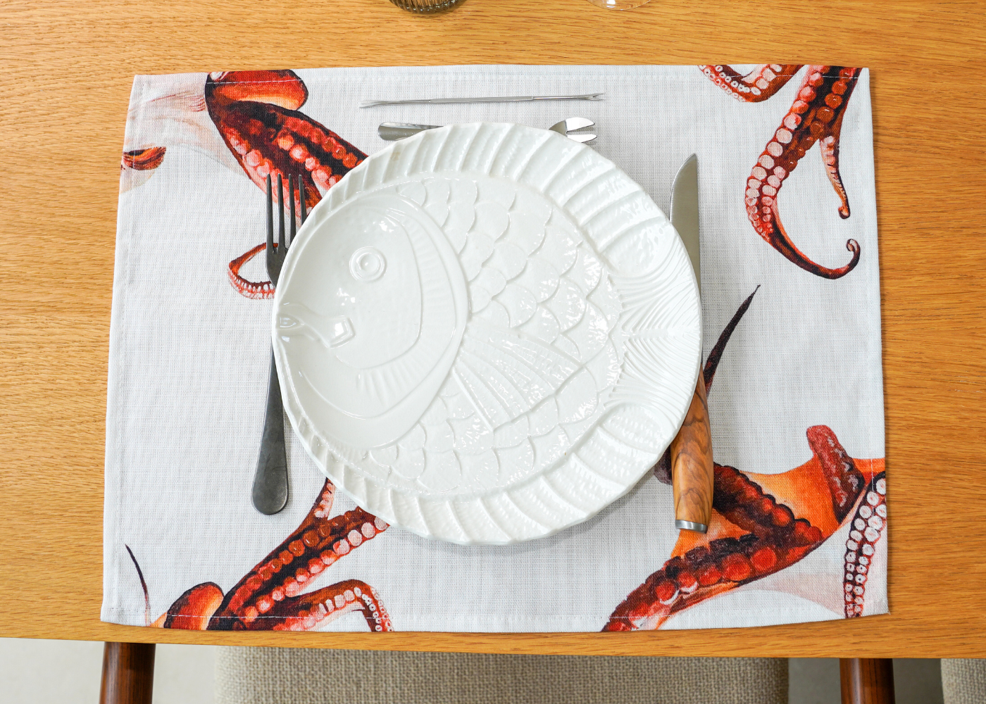 Set de table en coton enduit : Poulpe