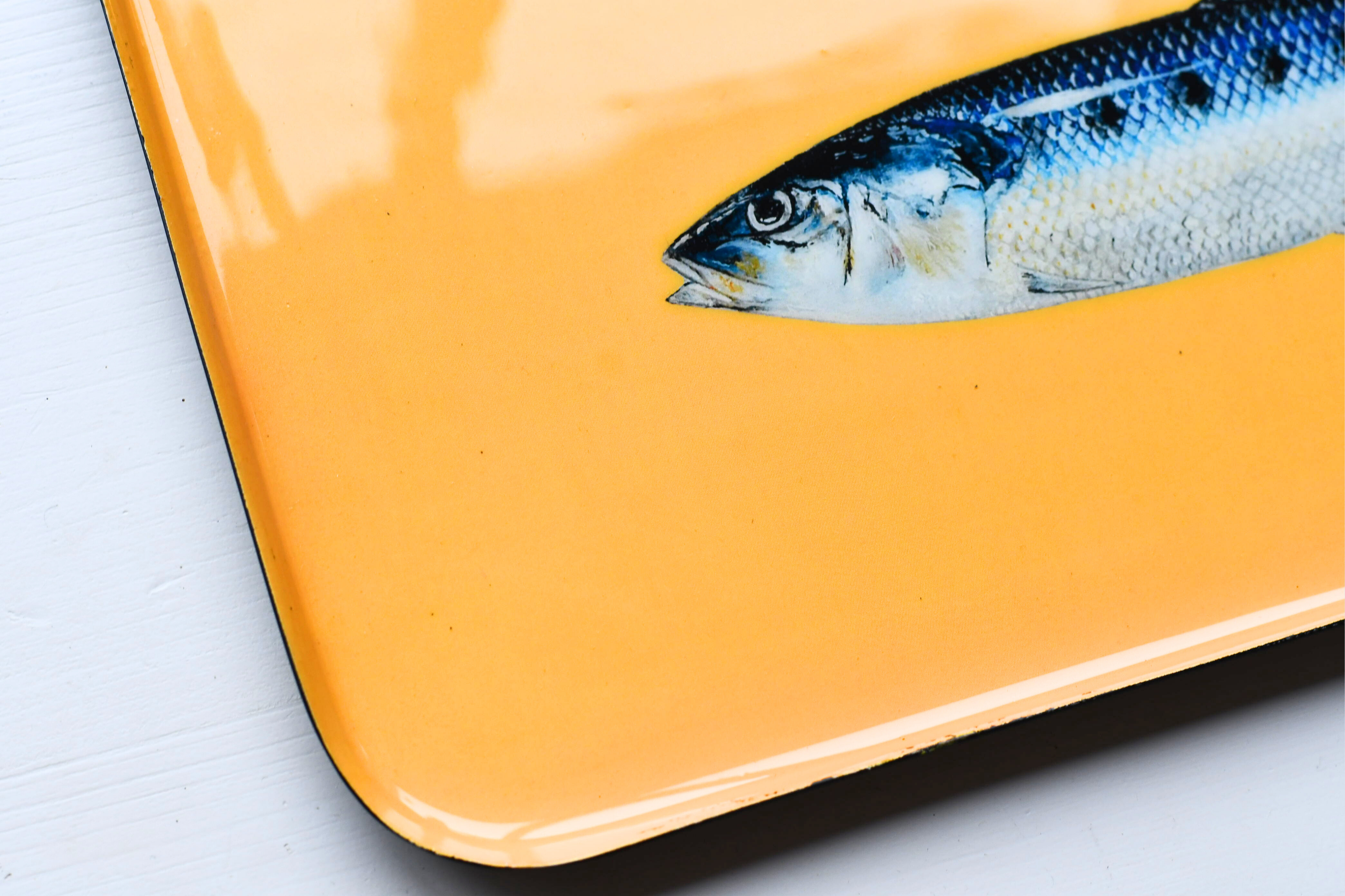 Plateau en aluminium émaillé 45 x 30 cm : Les Sardines