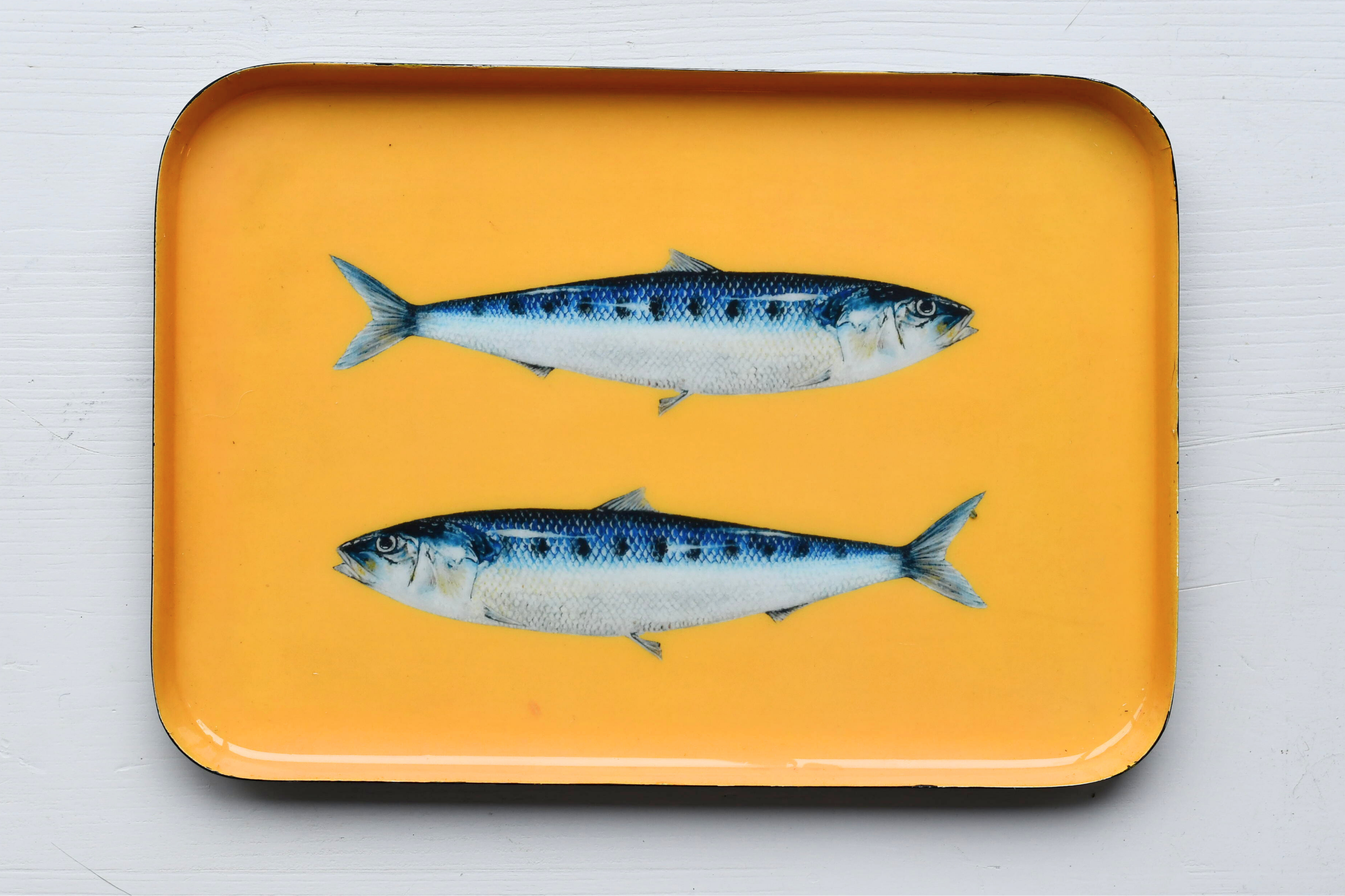 Plateau en aluminium émaillé 25 x 17 cm : Les Sardines