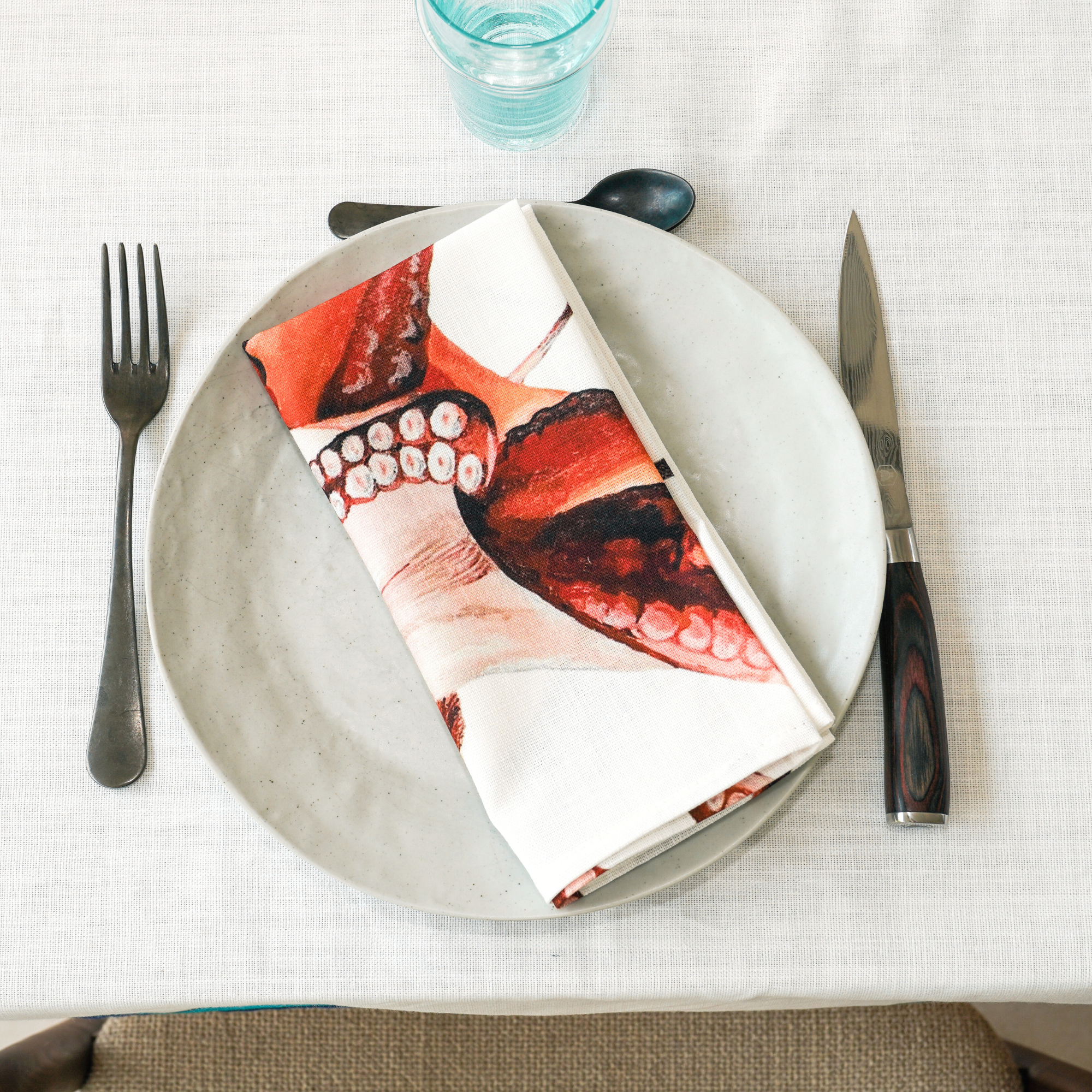 Pack de 4 serviettes de table : La Marée Rouge