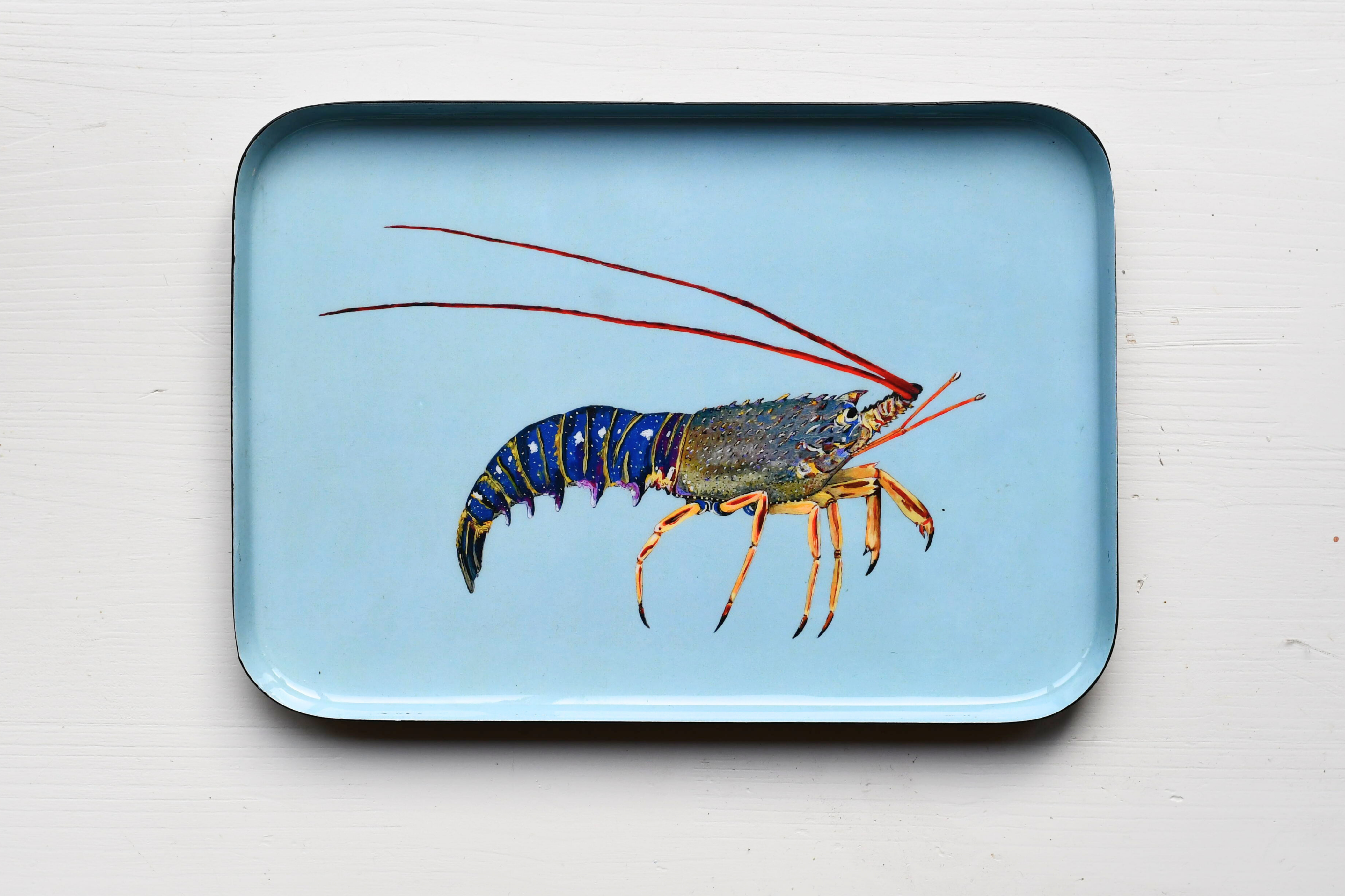 Plateau en aluminium émaillé 25 x 17 cm : La Langouste