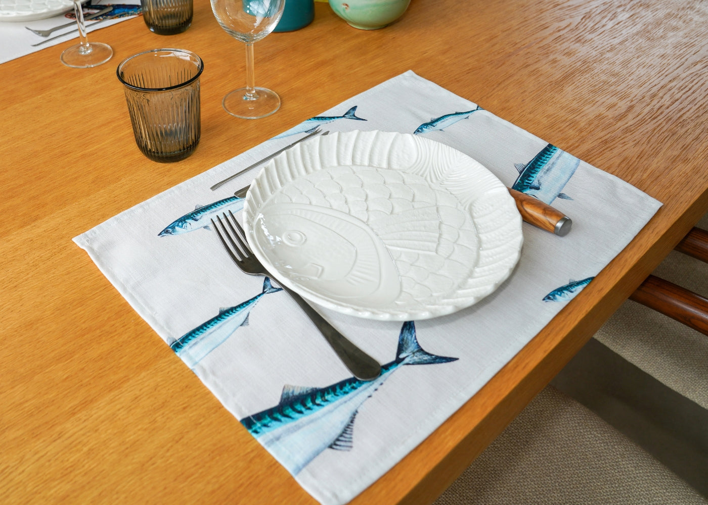 Set de table en coton enduit : Maquereau