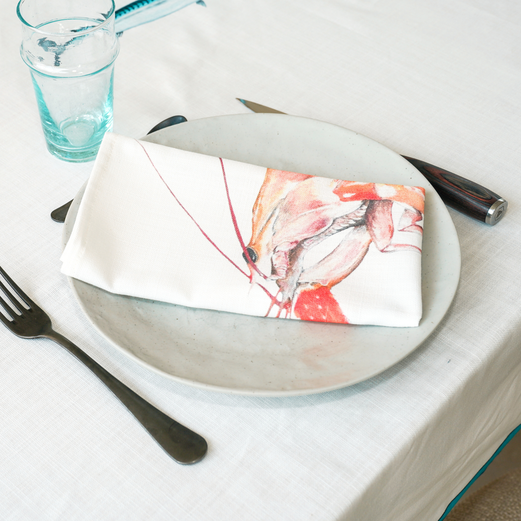 Serviette de table en coton : Langoustine