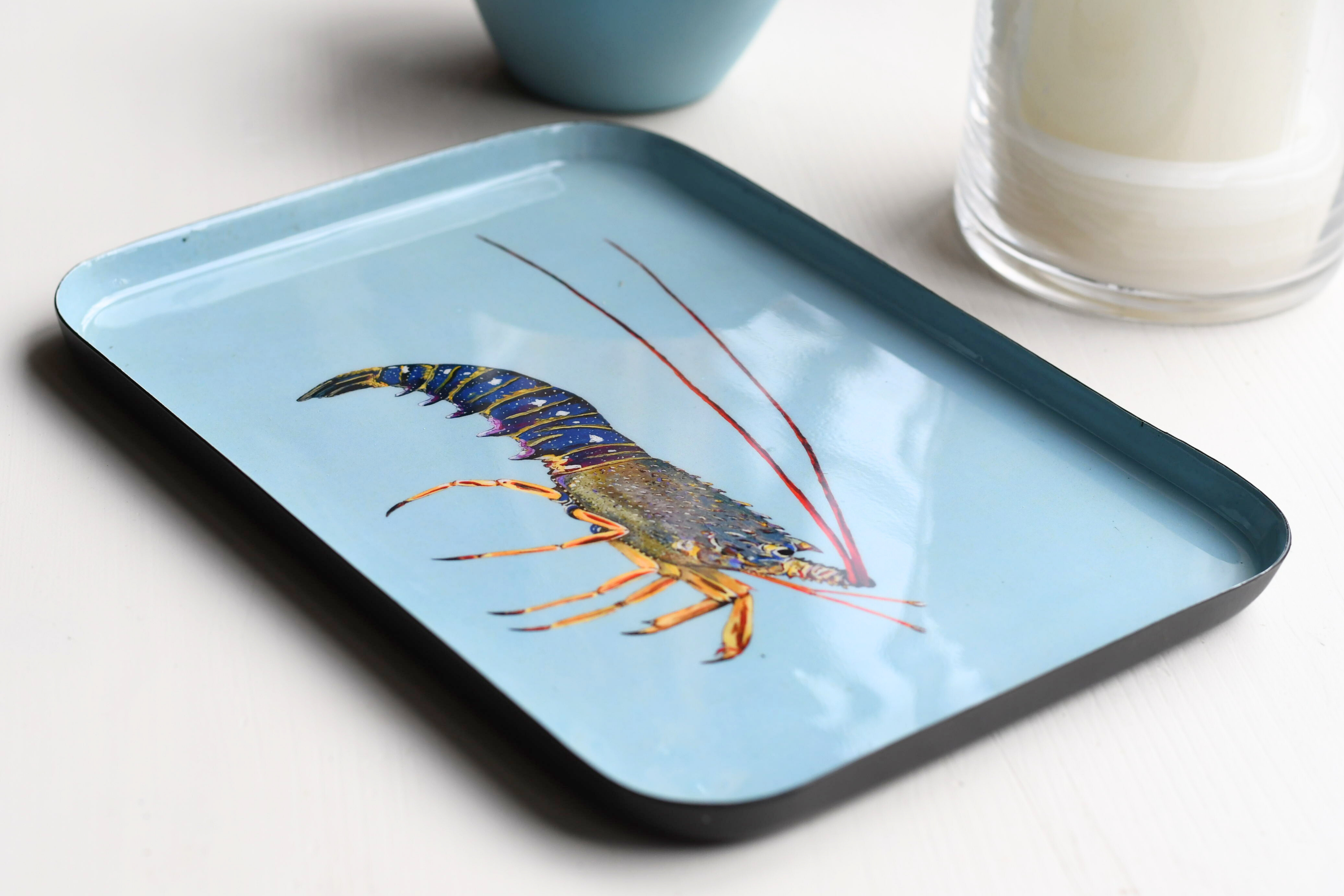 Plateau en aluminium émaillé 25 x 17 cm : La Langouste