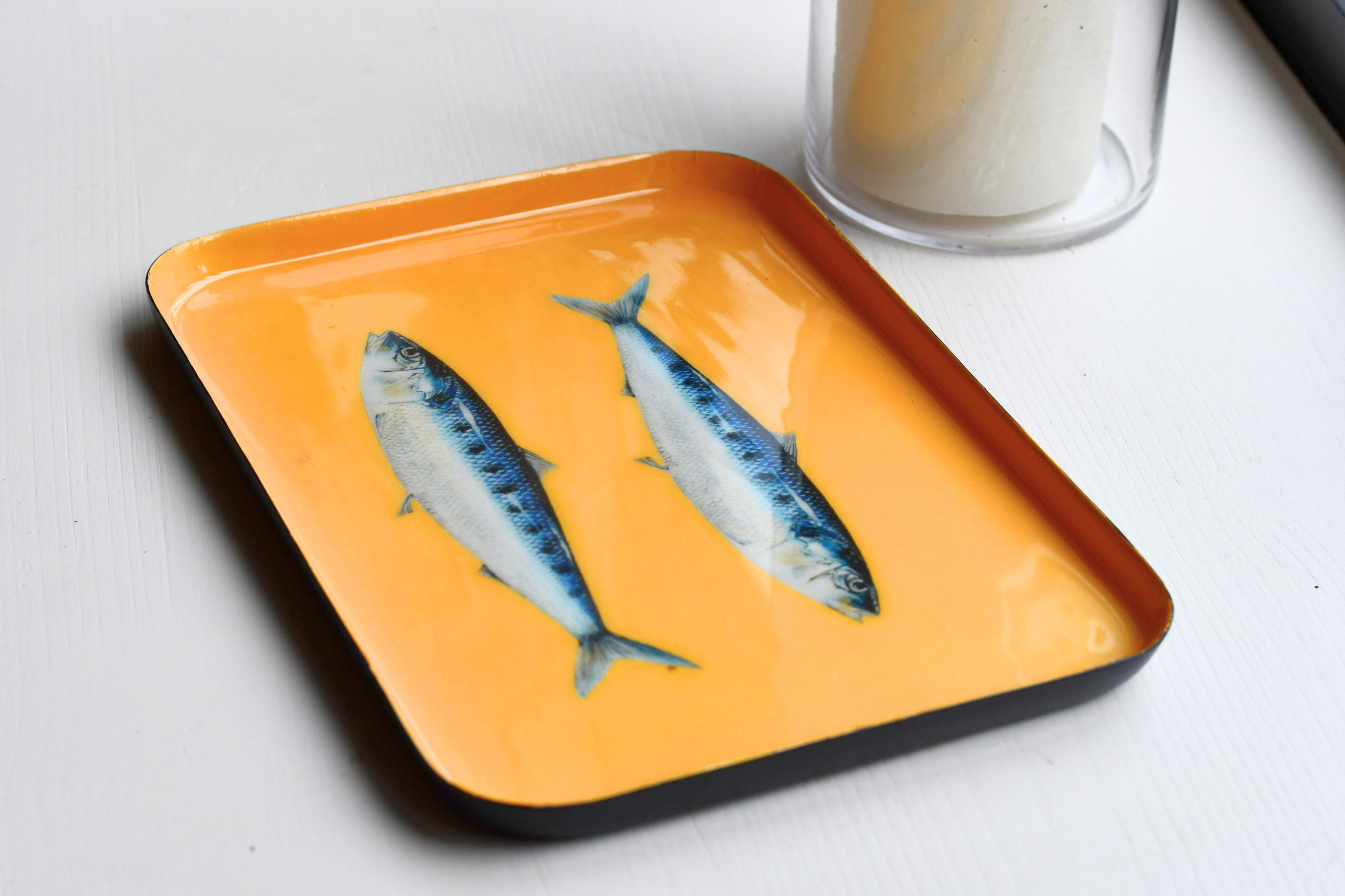 Plateau en aluminium émaillé 25 x 17 cm : Les Sardines