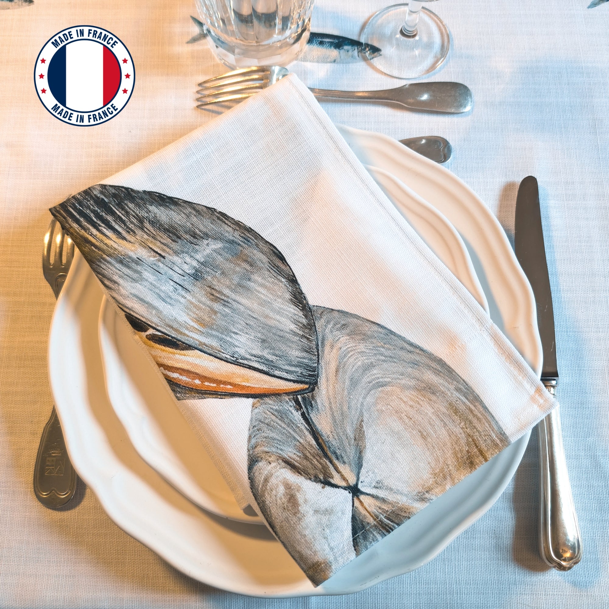 Pack de 4 serviettes de table : La Marée Nacrée