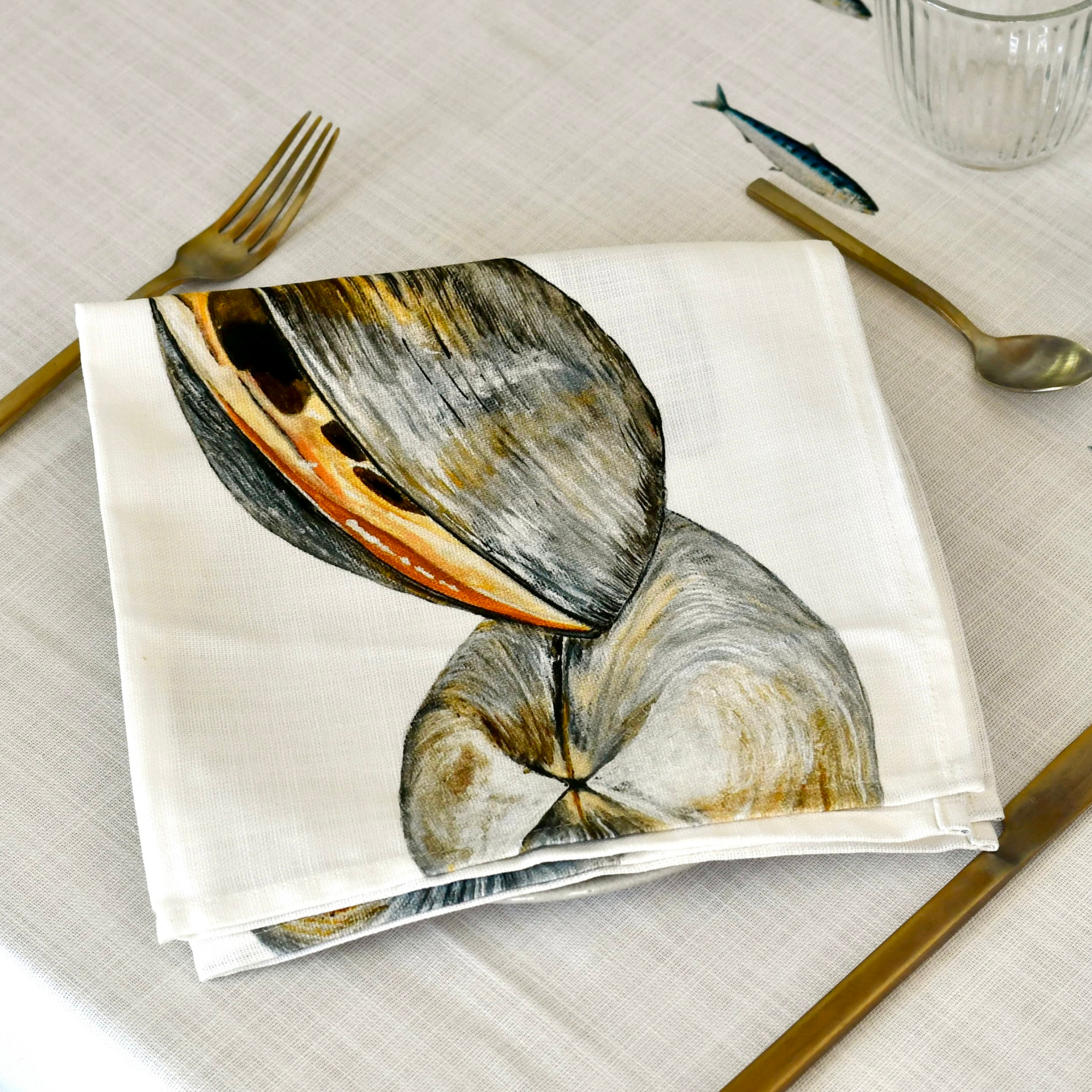 Pack de 4 serviettes de table : La Marée Nacrée