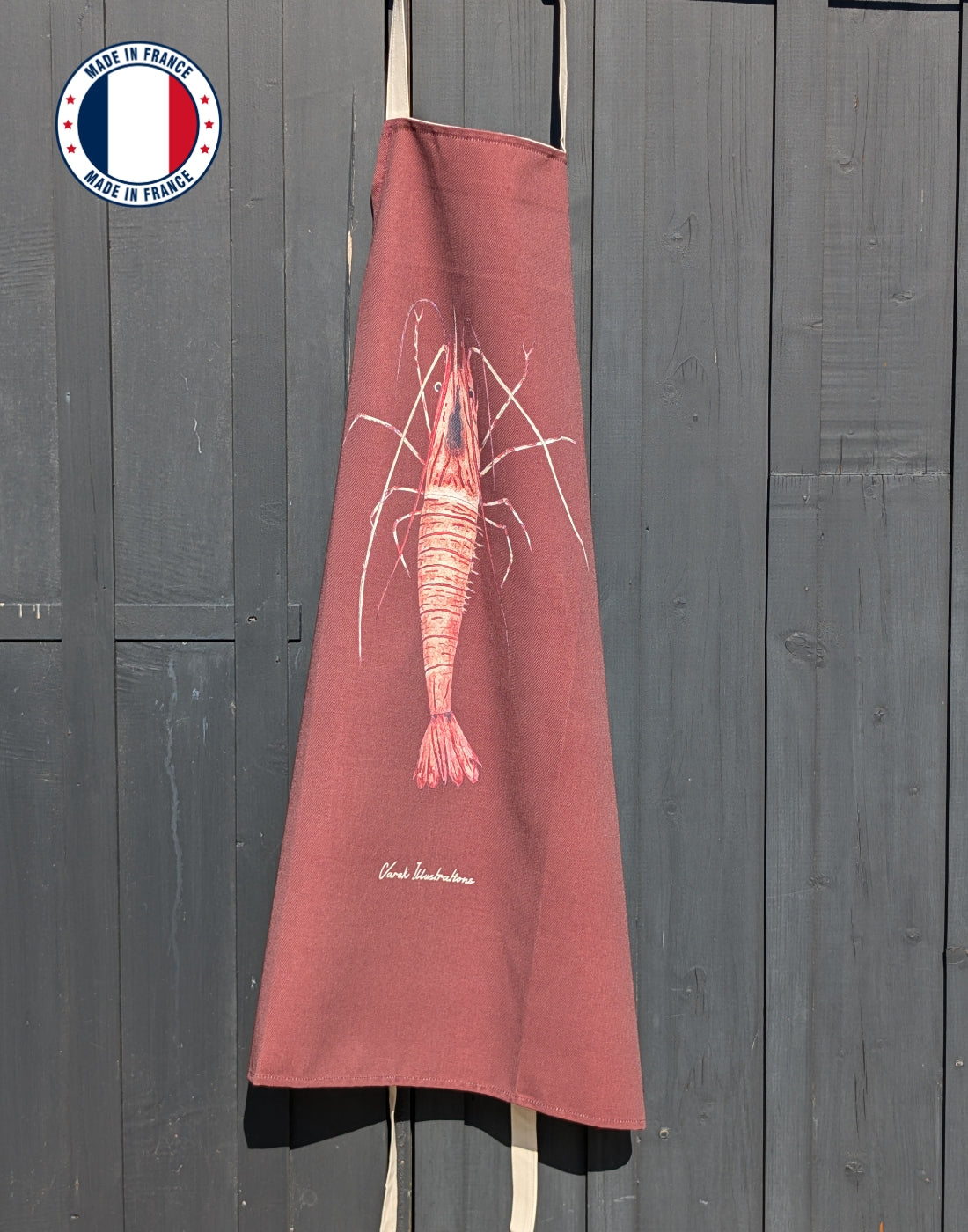 Tablier Rouge brun 100% coton : La Crevette