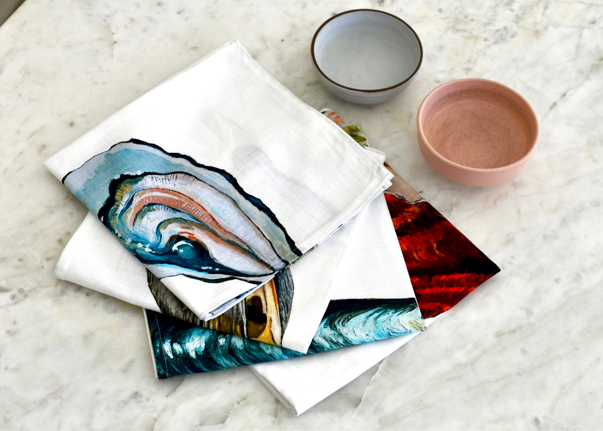 Pack de 4 serviettes de table : La Marée Nacrée