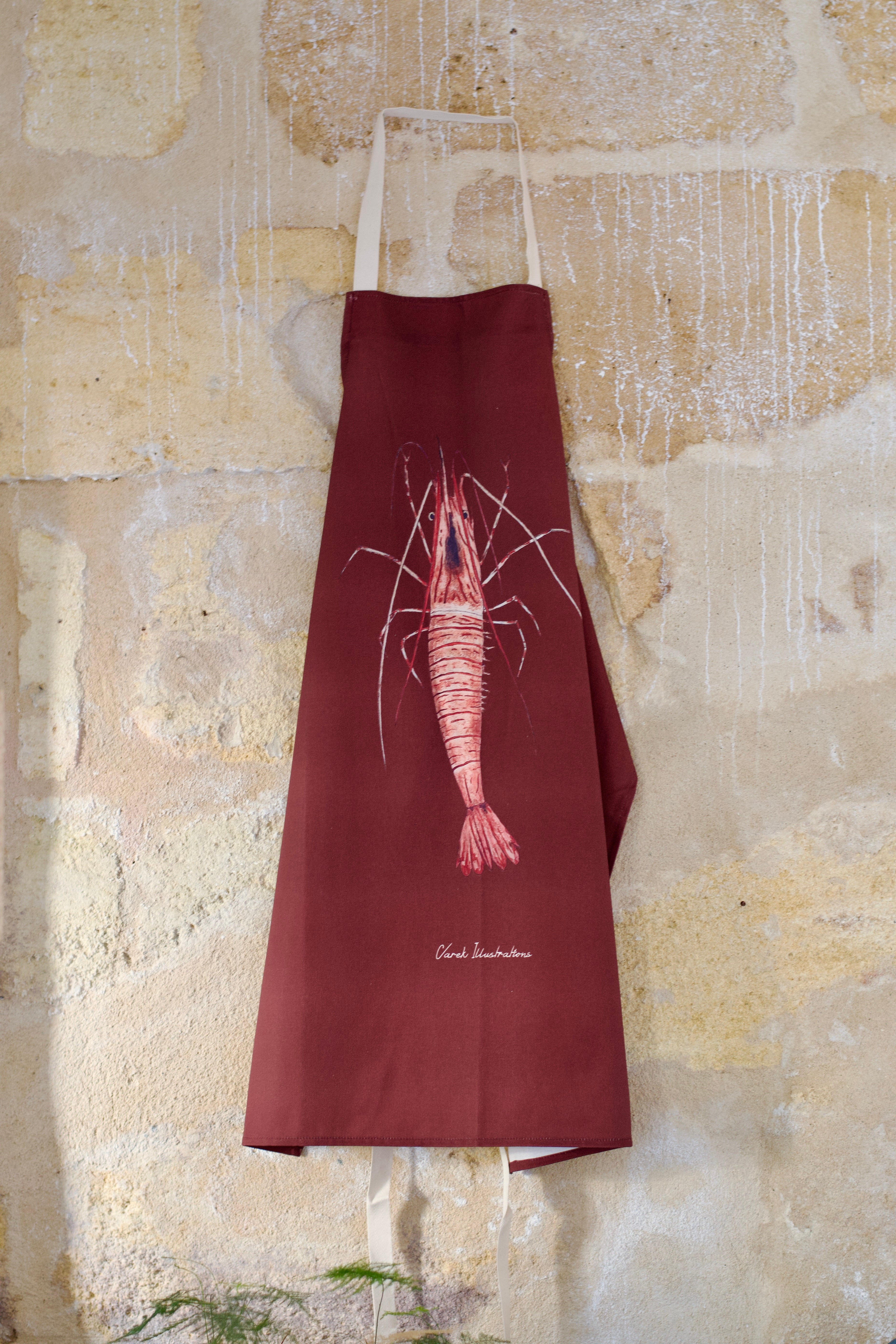 Tablier Rouge brun 100% coton : La Crevette