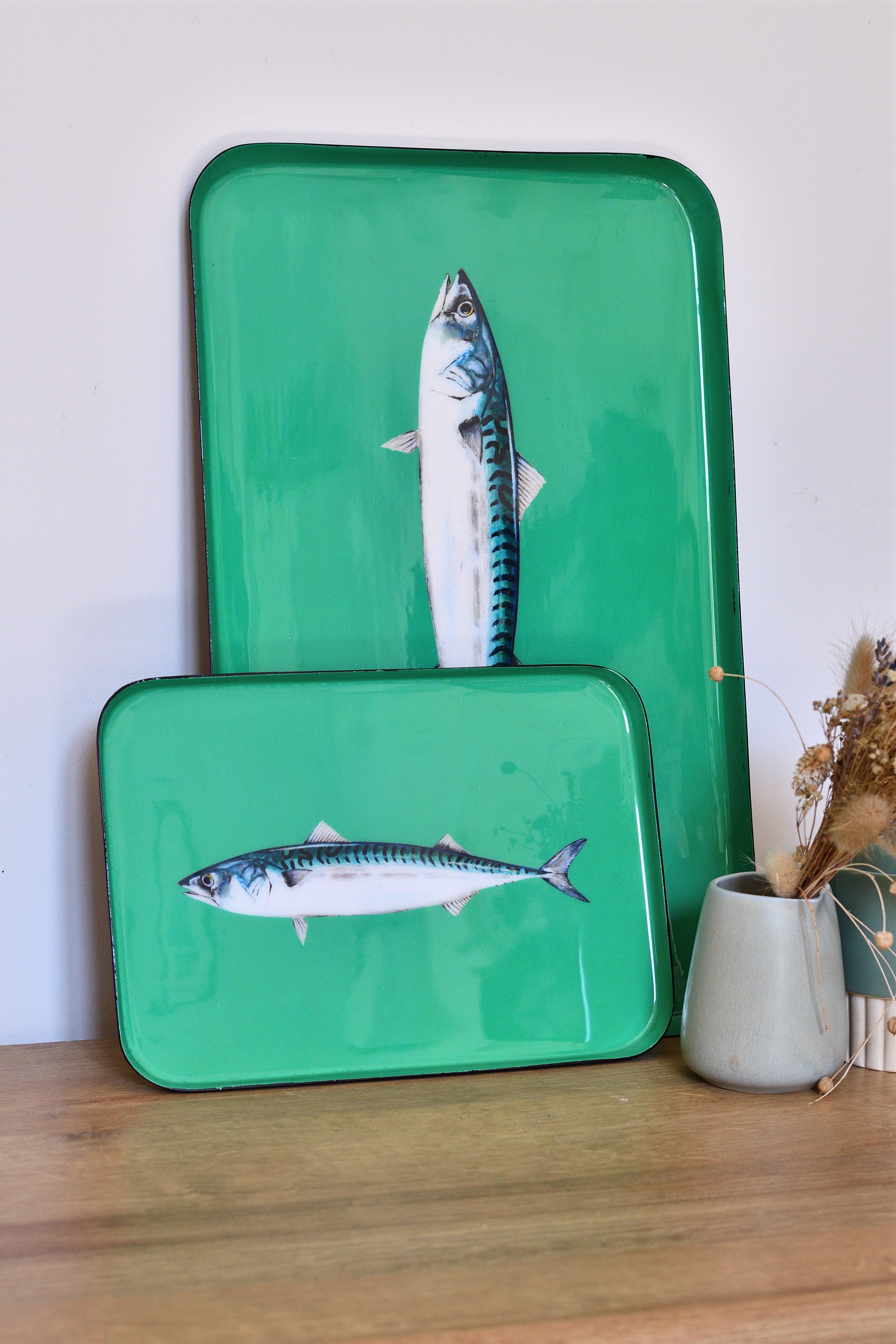 Plateau en aluminium émaillé 40 x 25 cm : Le Maquereau