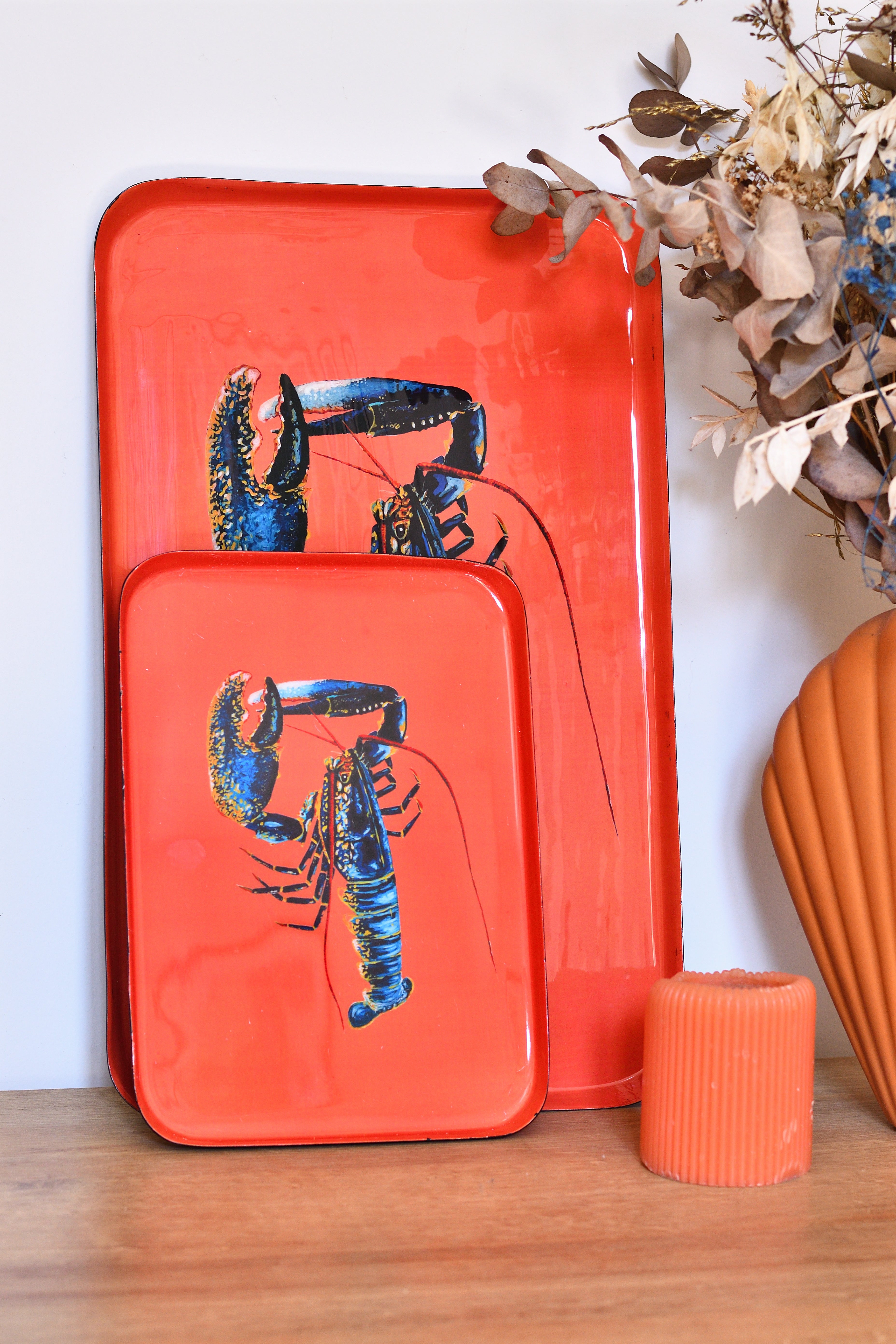 Plateau en aluminium émaillé 40 x 25 cm : Le Homard