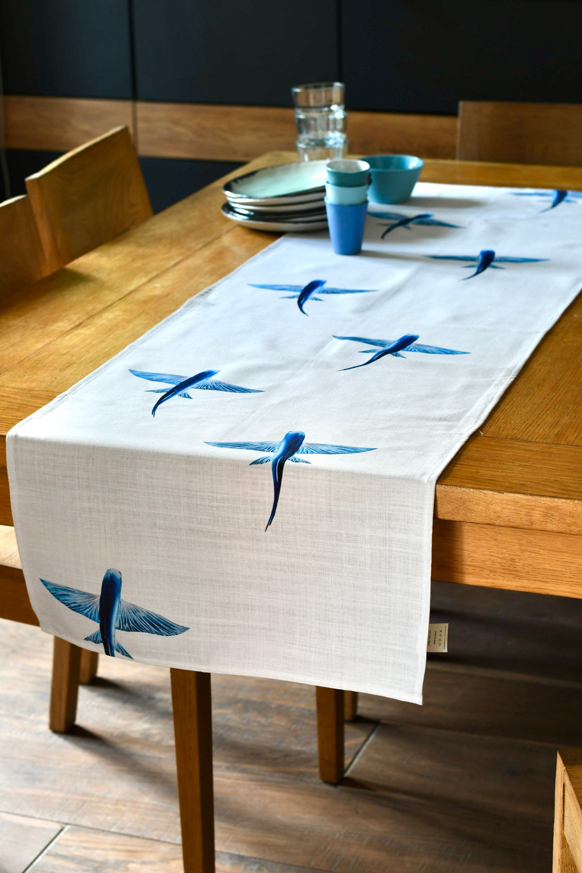 Chemin de table en coton : Les Poissons Volants