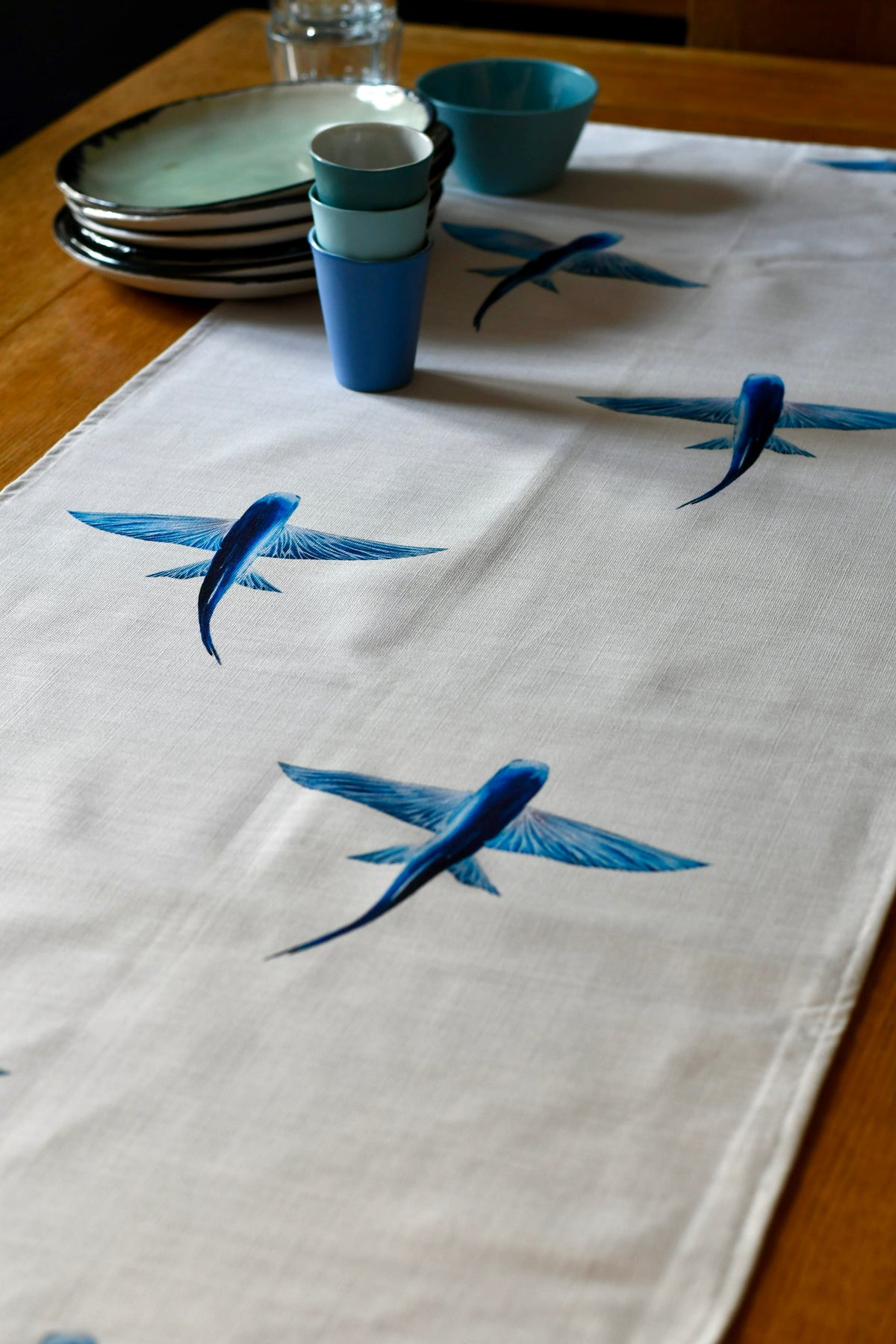 Chemin de table en coton : Les Poissons Volants
