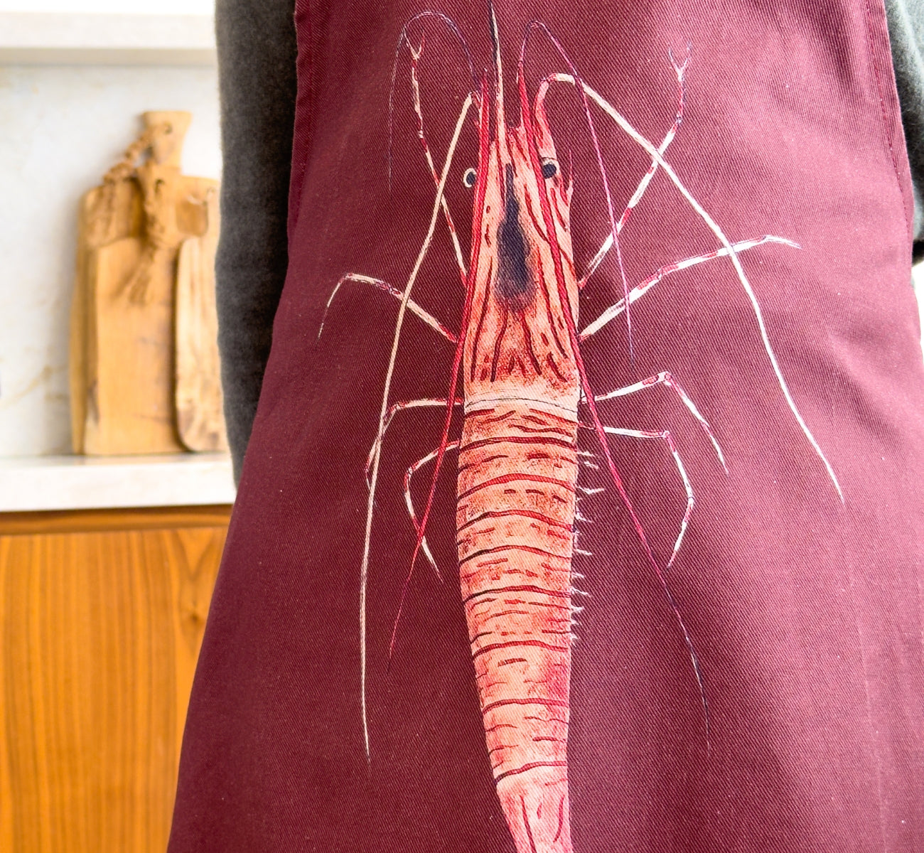 Tablier Rouge brun 100% coton : La Crevette