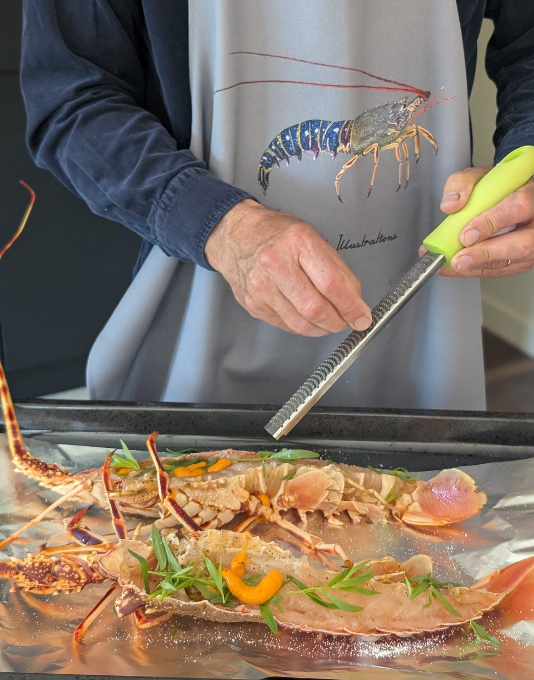 Tablier Taupe 100% coton : La Langouste