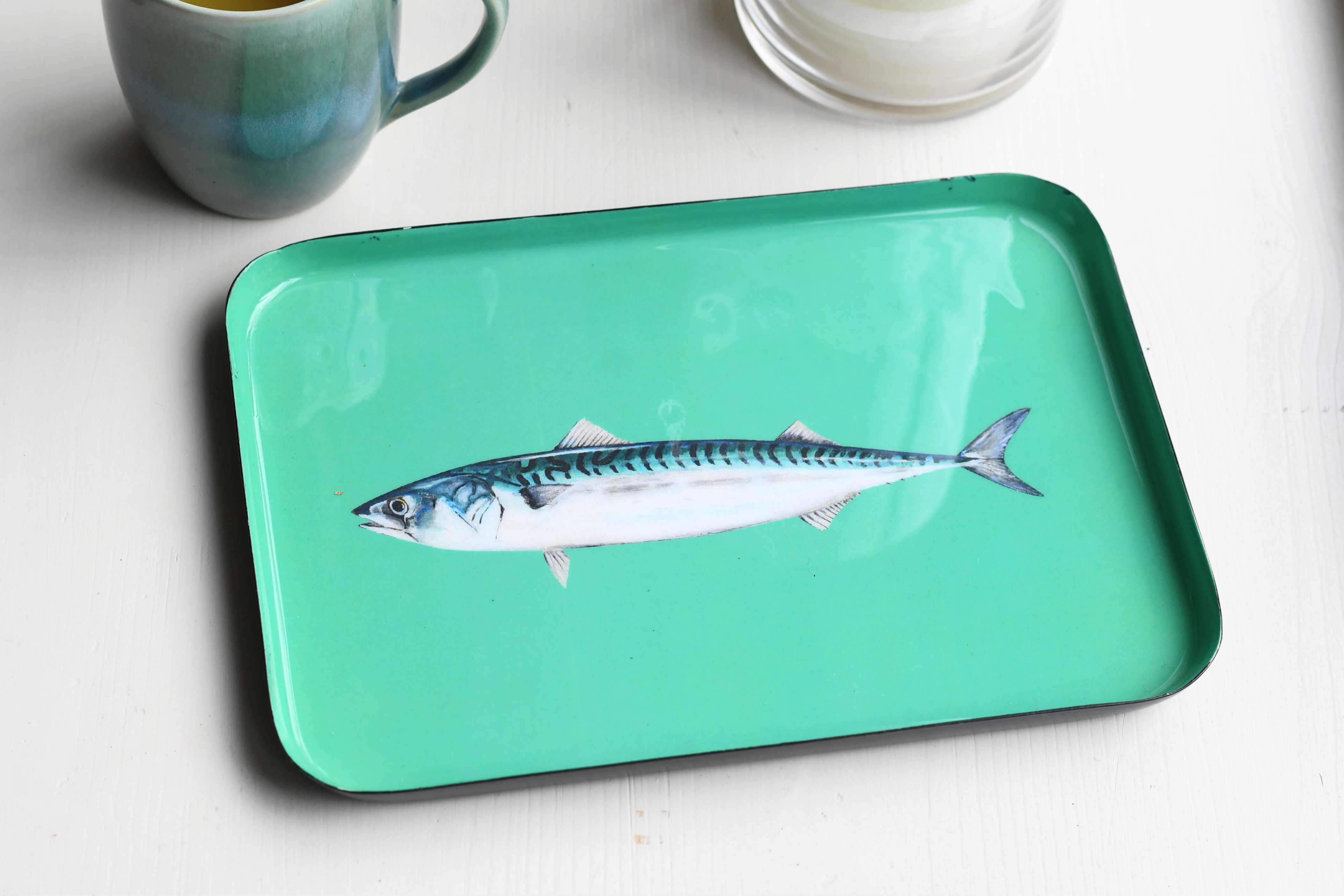 Plateau en aluminium émaillé 25 x 17 cm : Le Maquereau