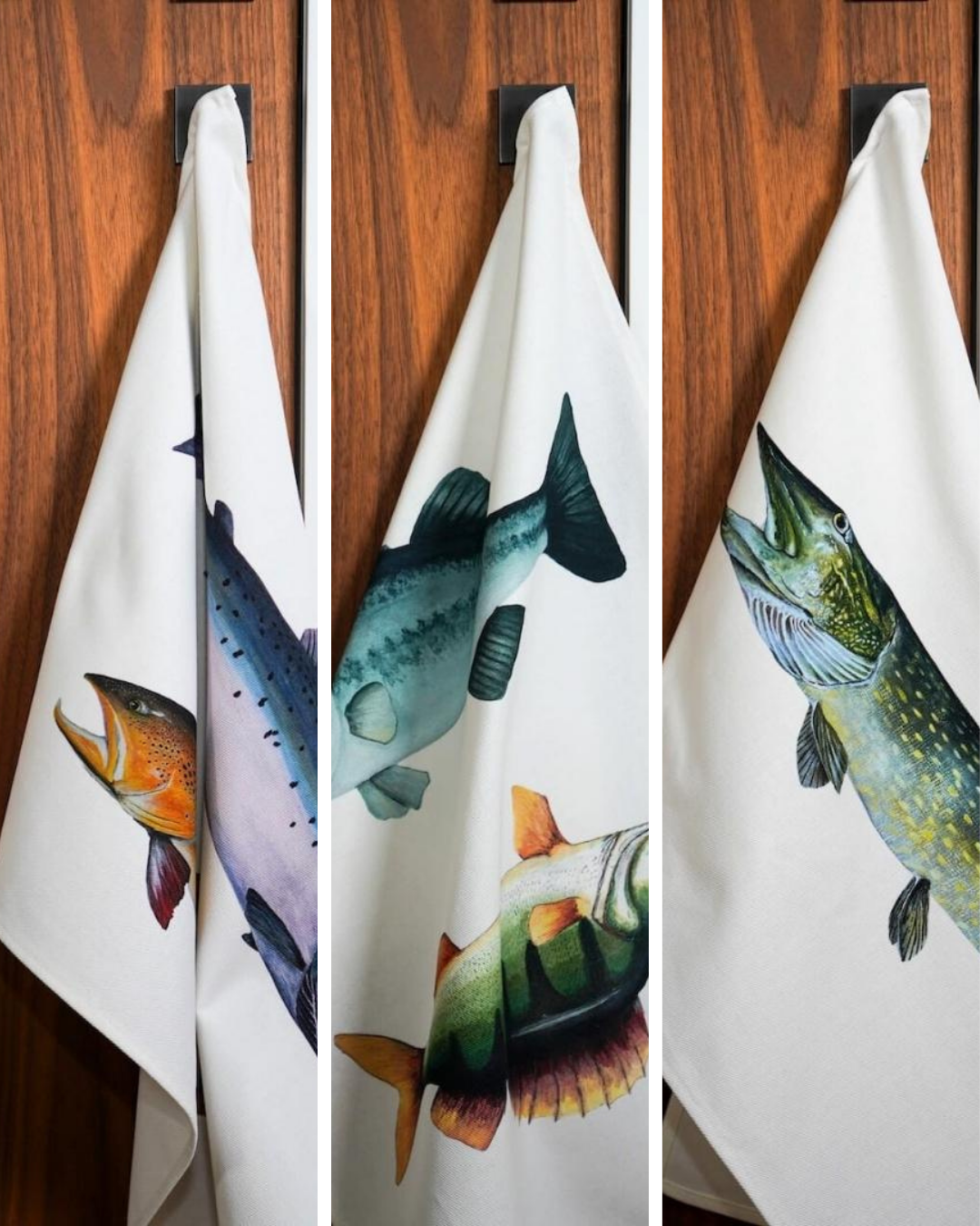 Lot de 3 Torchons 100% coton : Les poissons d'eau douce