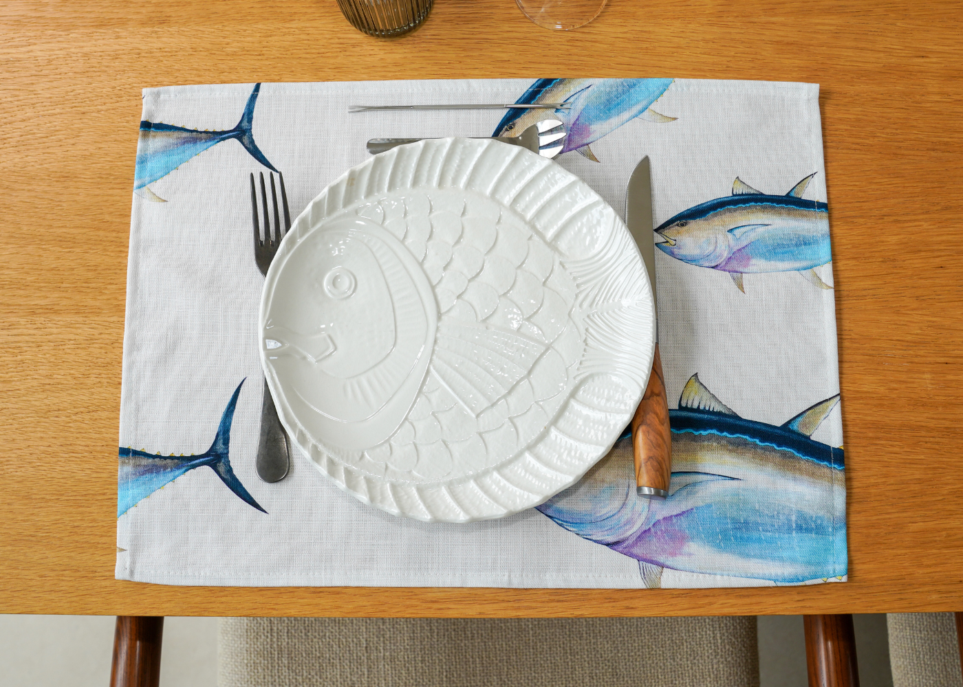 Set de table en coton enduit : Thon Rouge