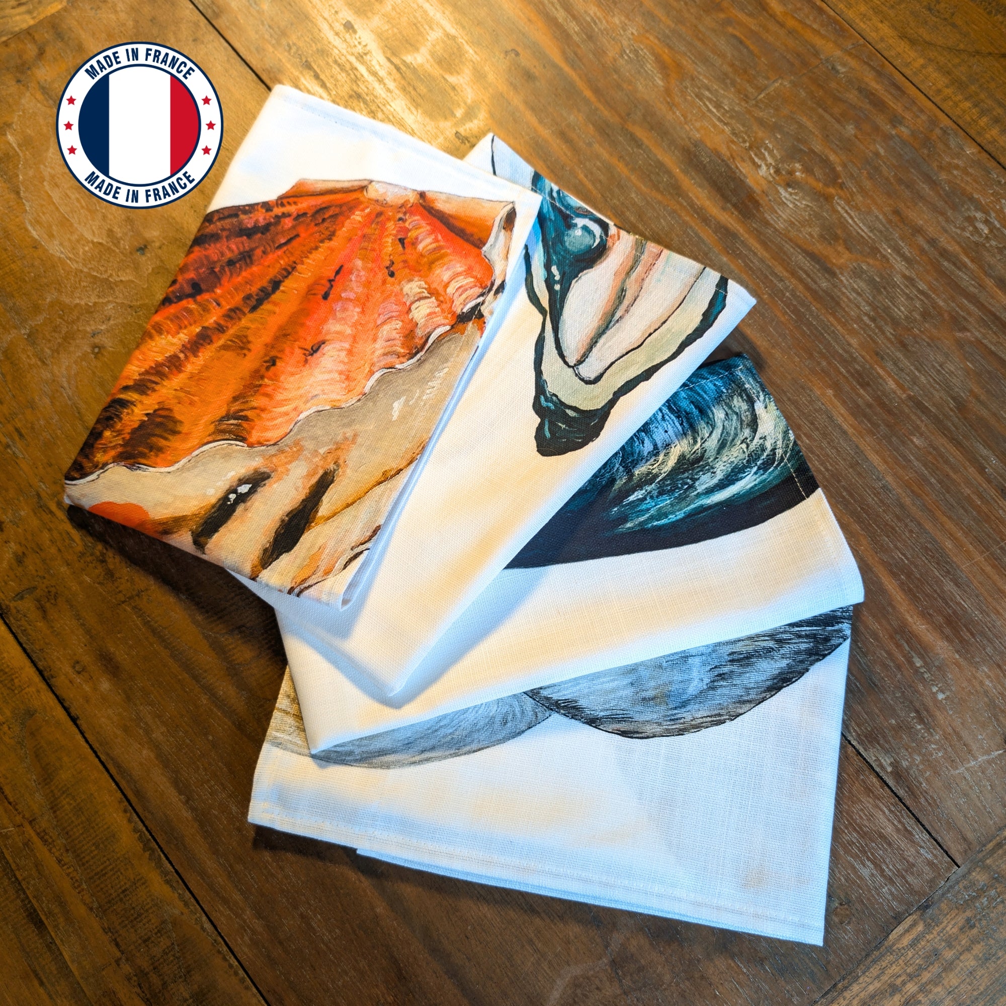 Pack de 4 serviettes de table : La Marée Nacrée