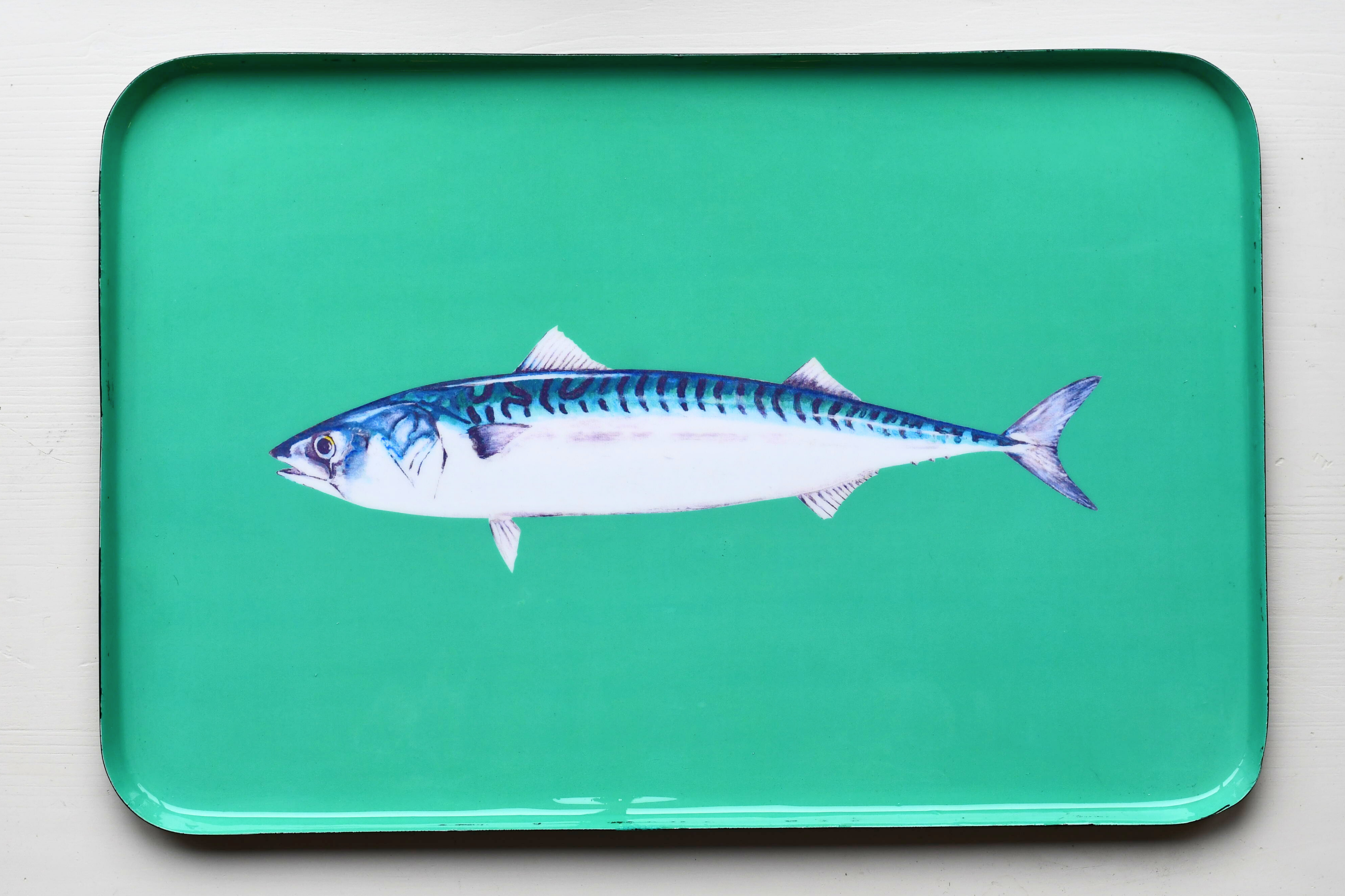 Plateau en aluminium émaillé  45 x 30 cm : Le Maquereau
