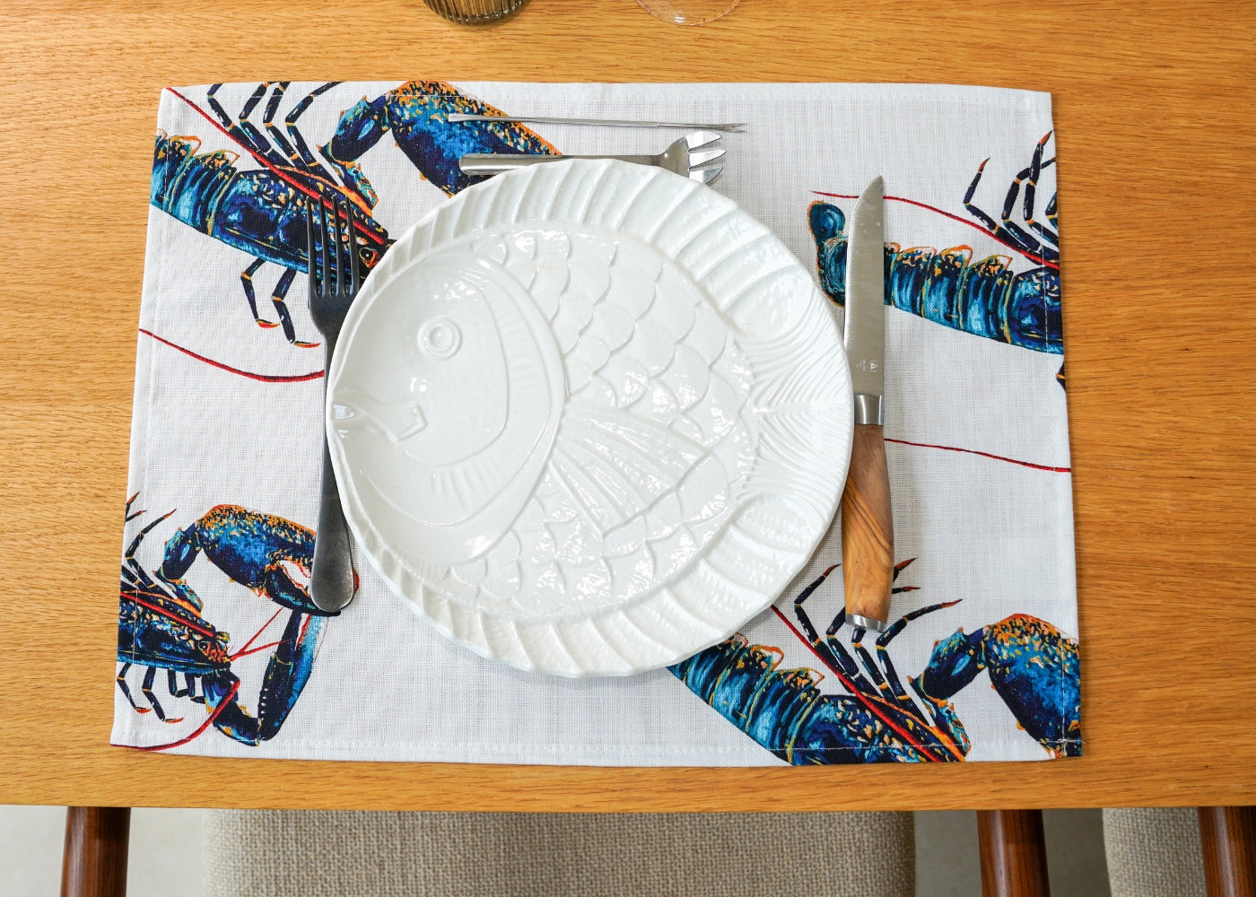 Set de table en coton natté x enduction acrylique : Homard