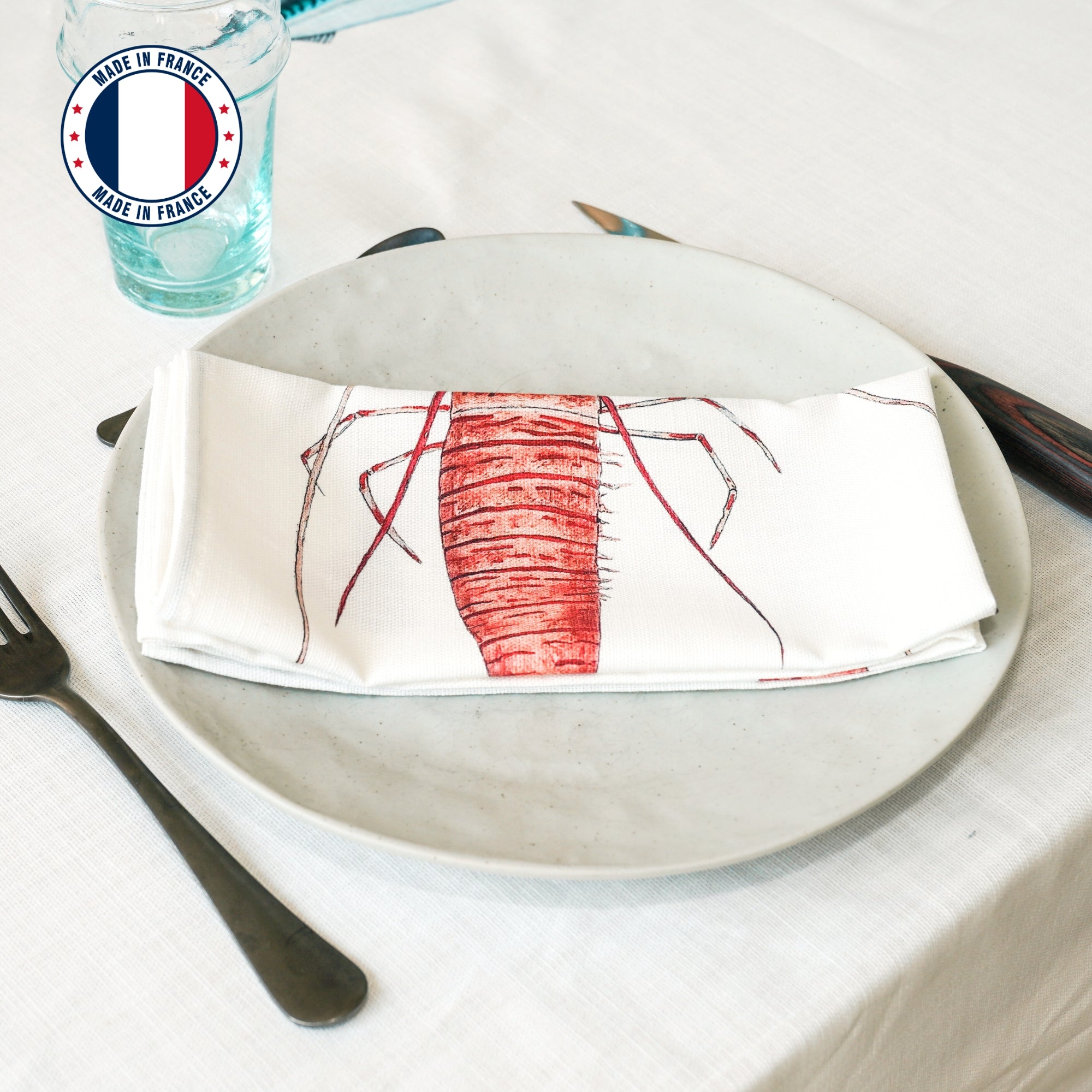 Serviette de table en coton natté 48 x 48 cm : Crevette