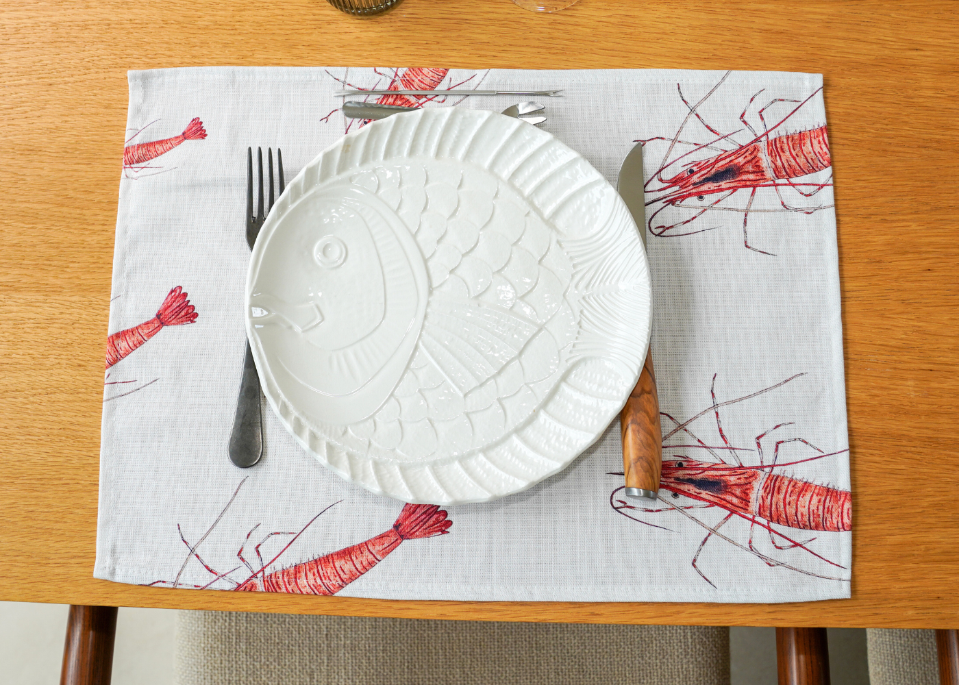 Set de table en coton enduit : Crevette