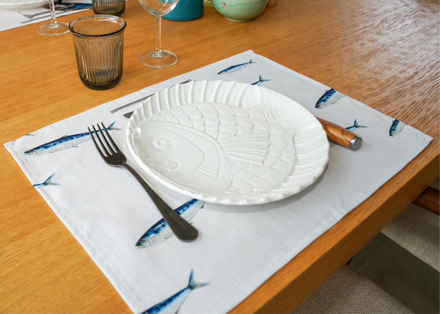 Set de table en coton natté x enduction acrylique : Sardine