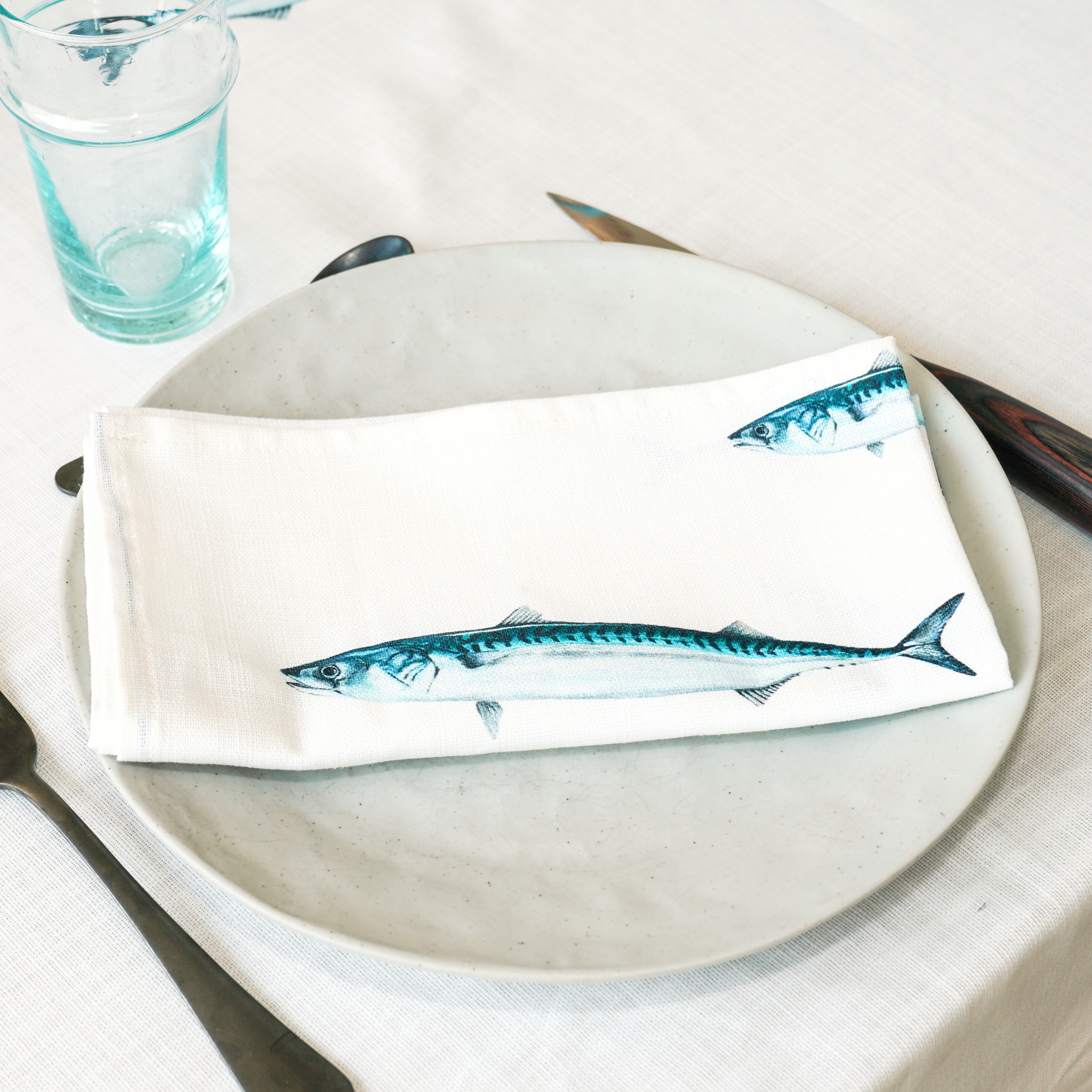 Serviette de table en coton : Maquereau
