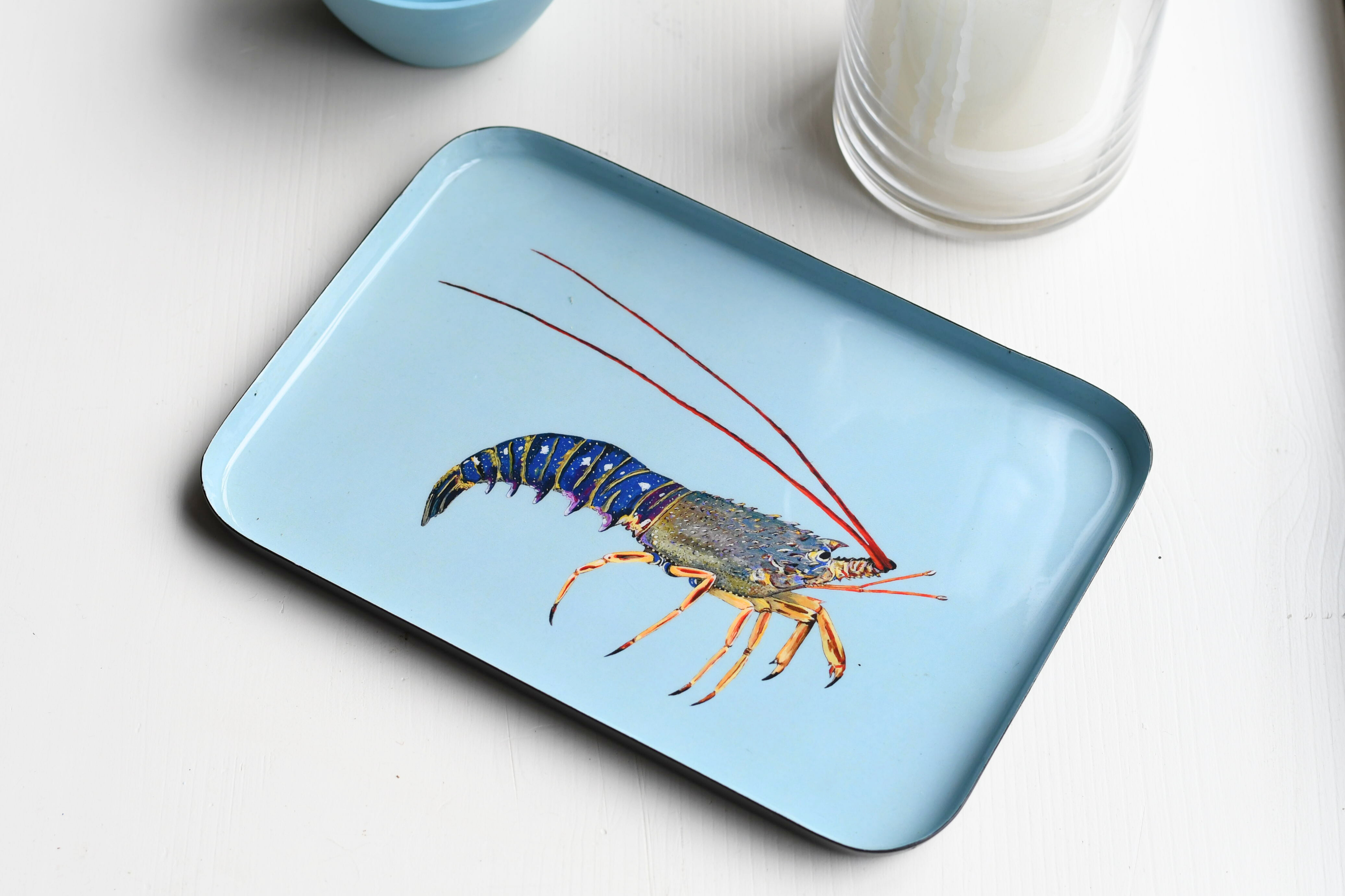 Plateau en aluminium émaillé 25 x 17 cm : La Langouste