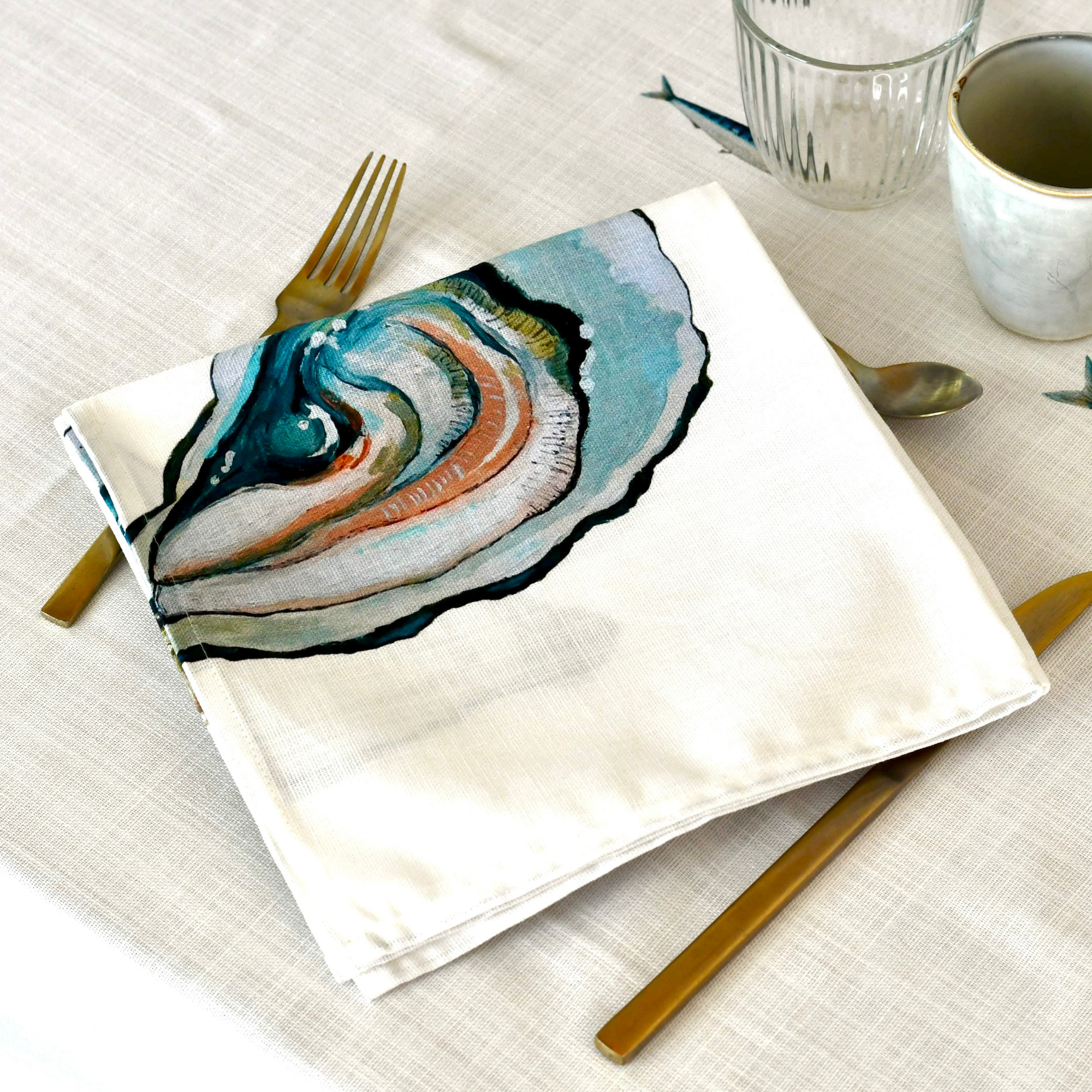 Serviette de table en coton : Huitre