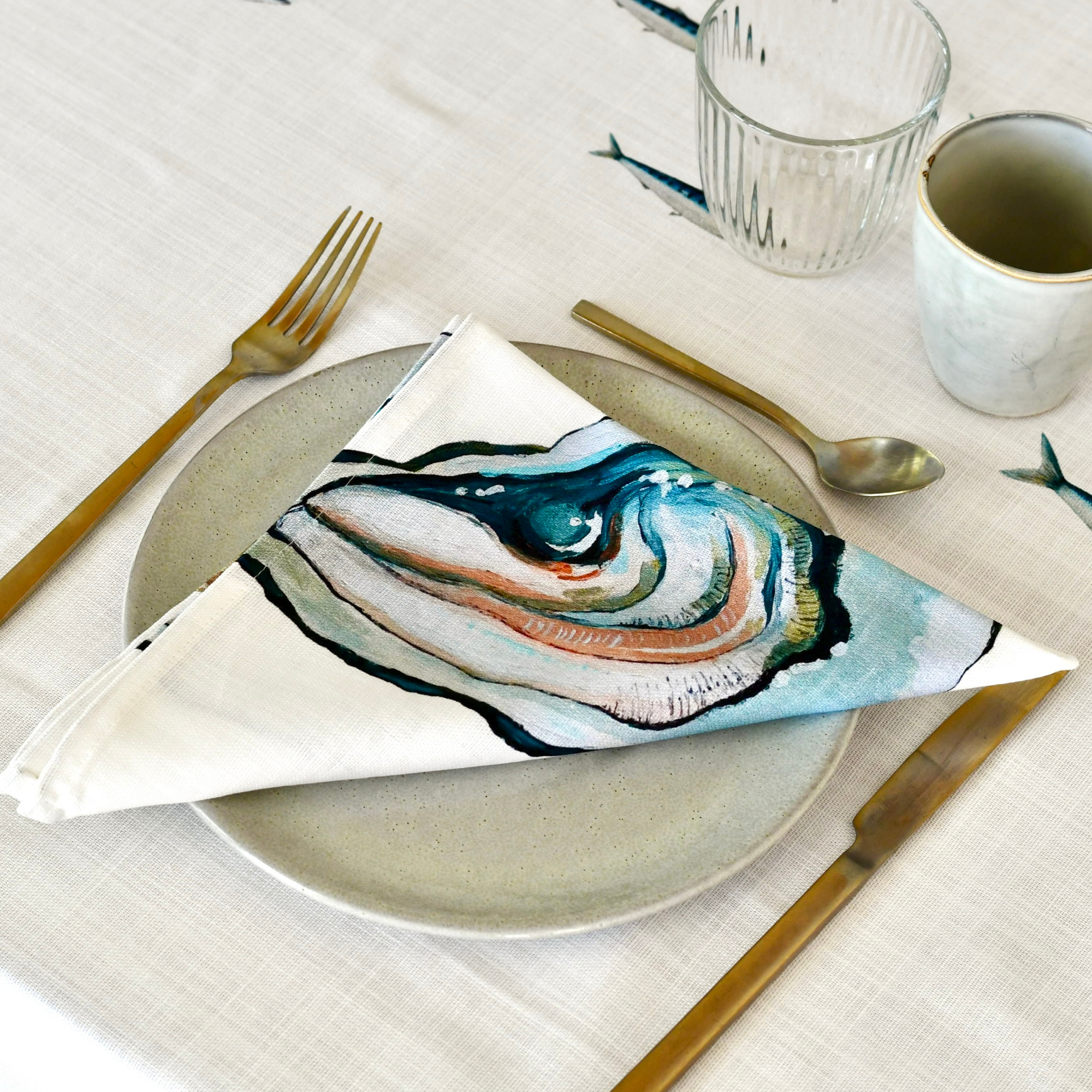 Serviette de table en coton : Huitre