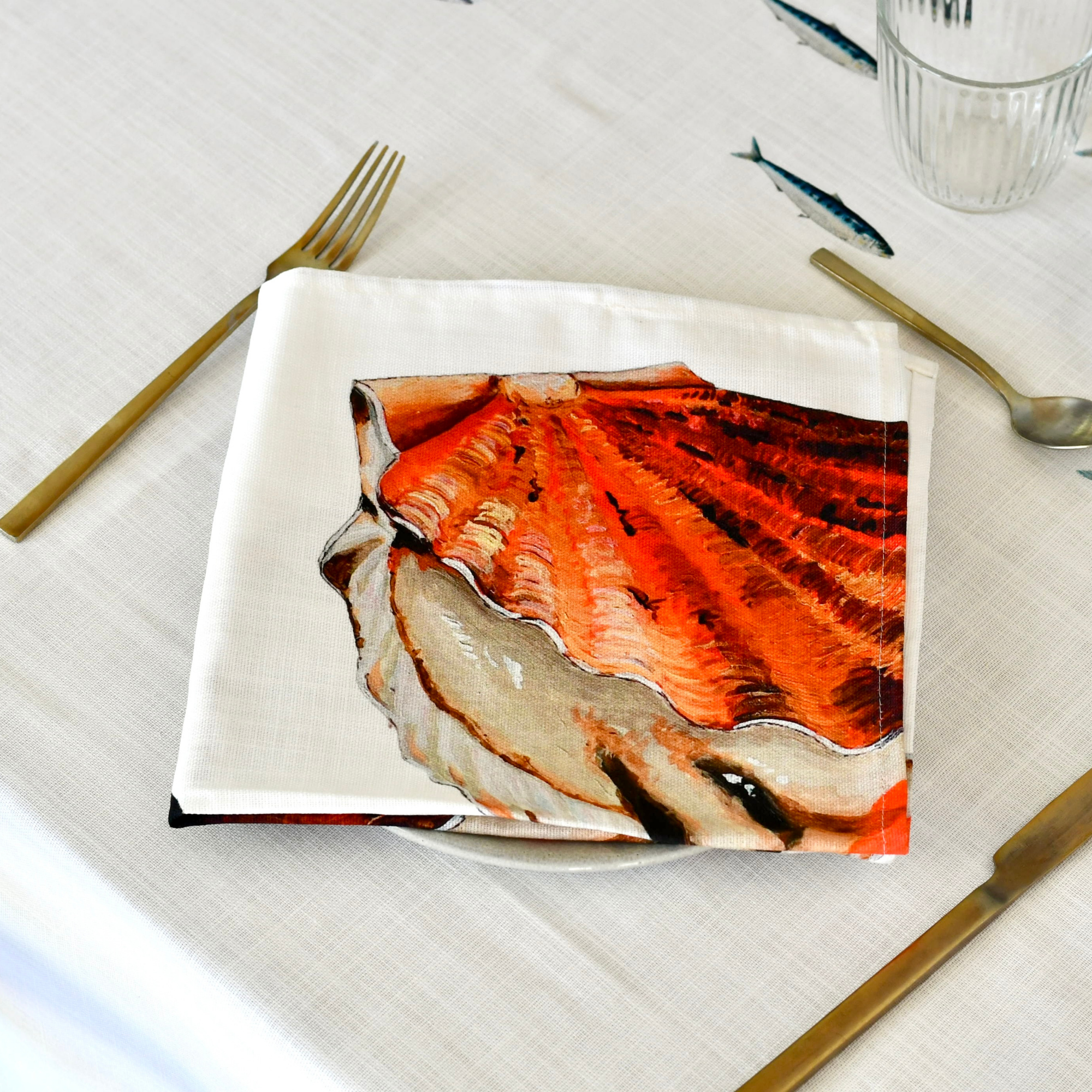 Serviette de table en coton : Coquille Saint Jacques