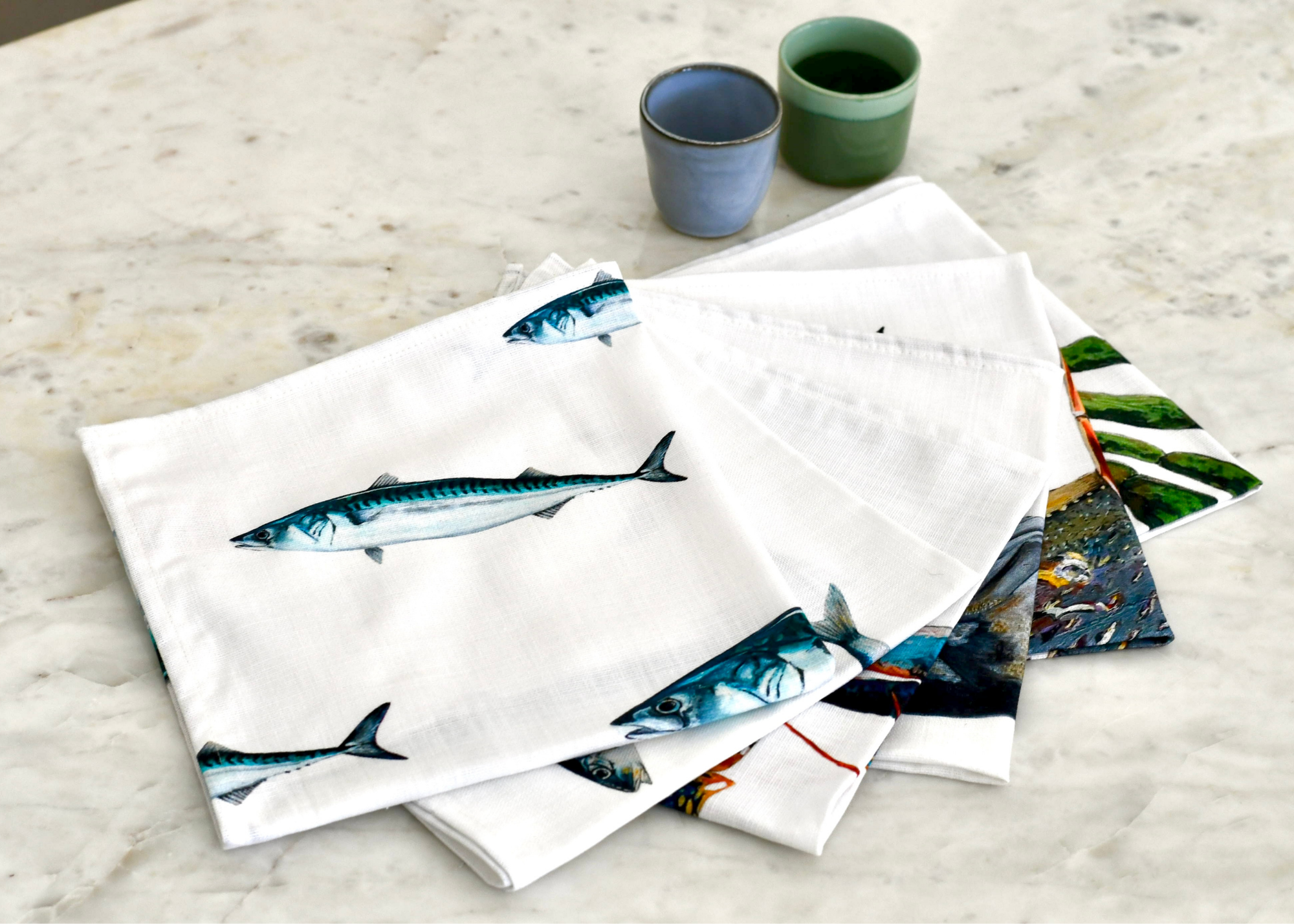 Pack de 6 serviettes de table : La Marée Bleue