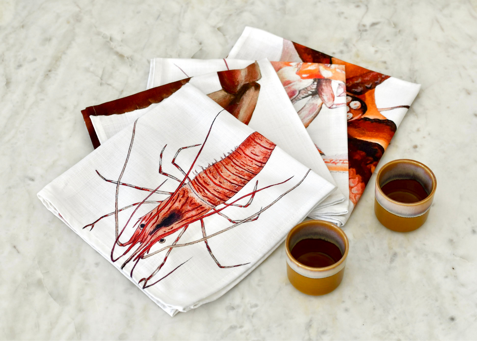 Pack de 4 serviettes de table : La Marée Rouge