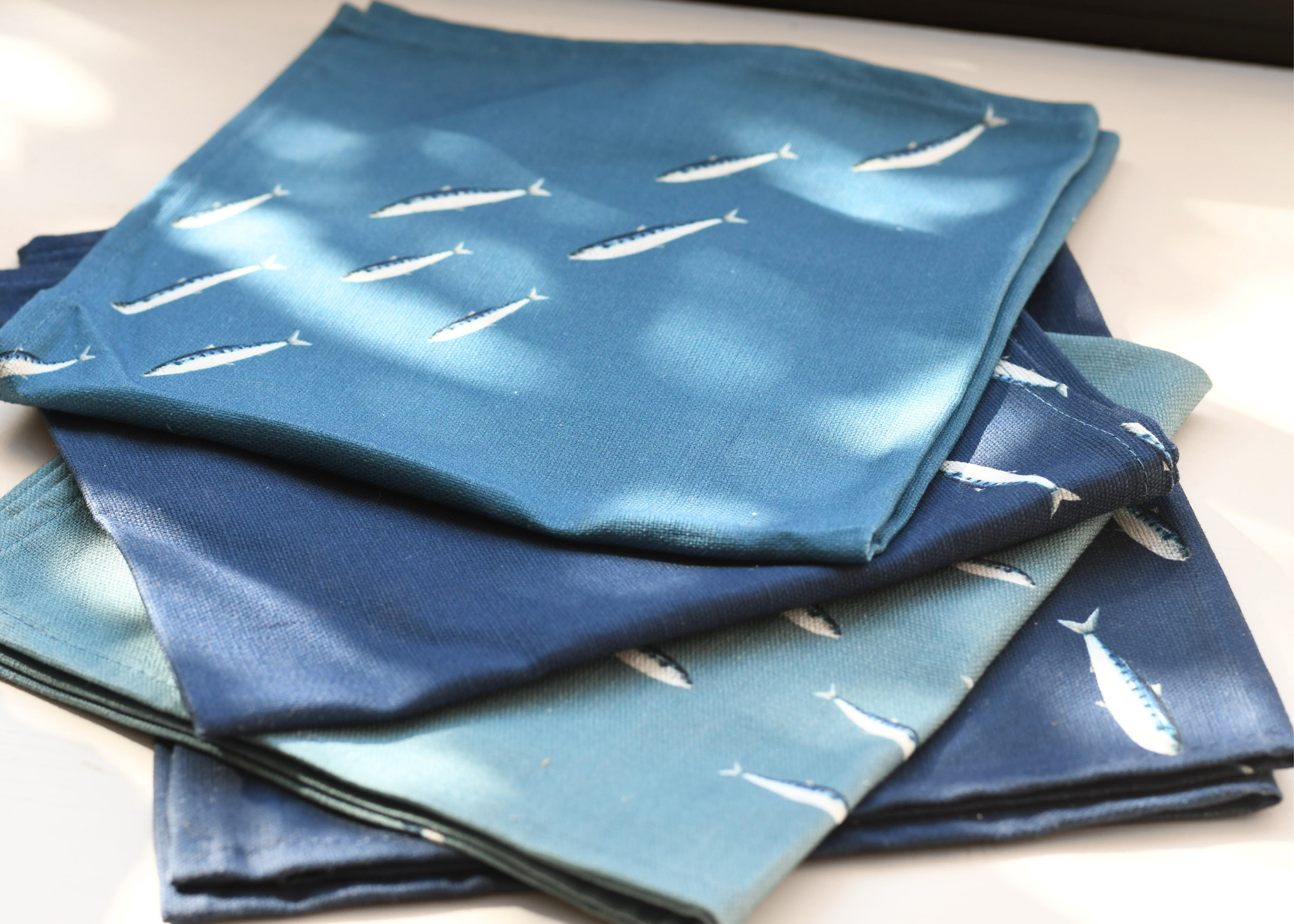 Pack de 4 serviettes de table : Le banc de Sardines
