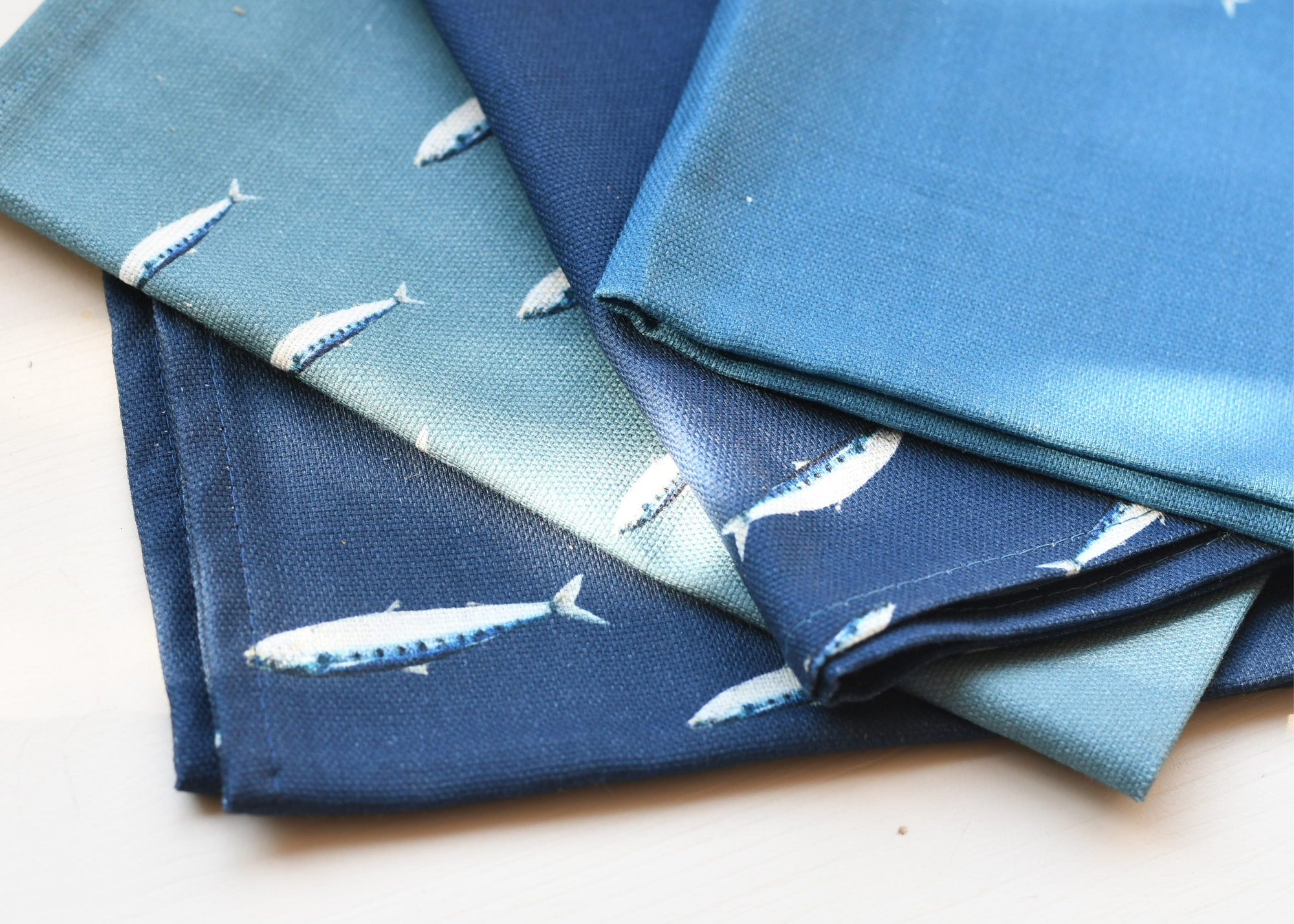 Pack de 4 serviettes de table : Le banc de Sardines