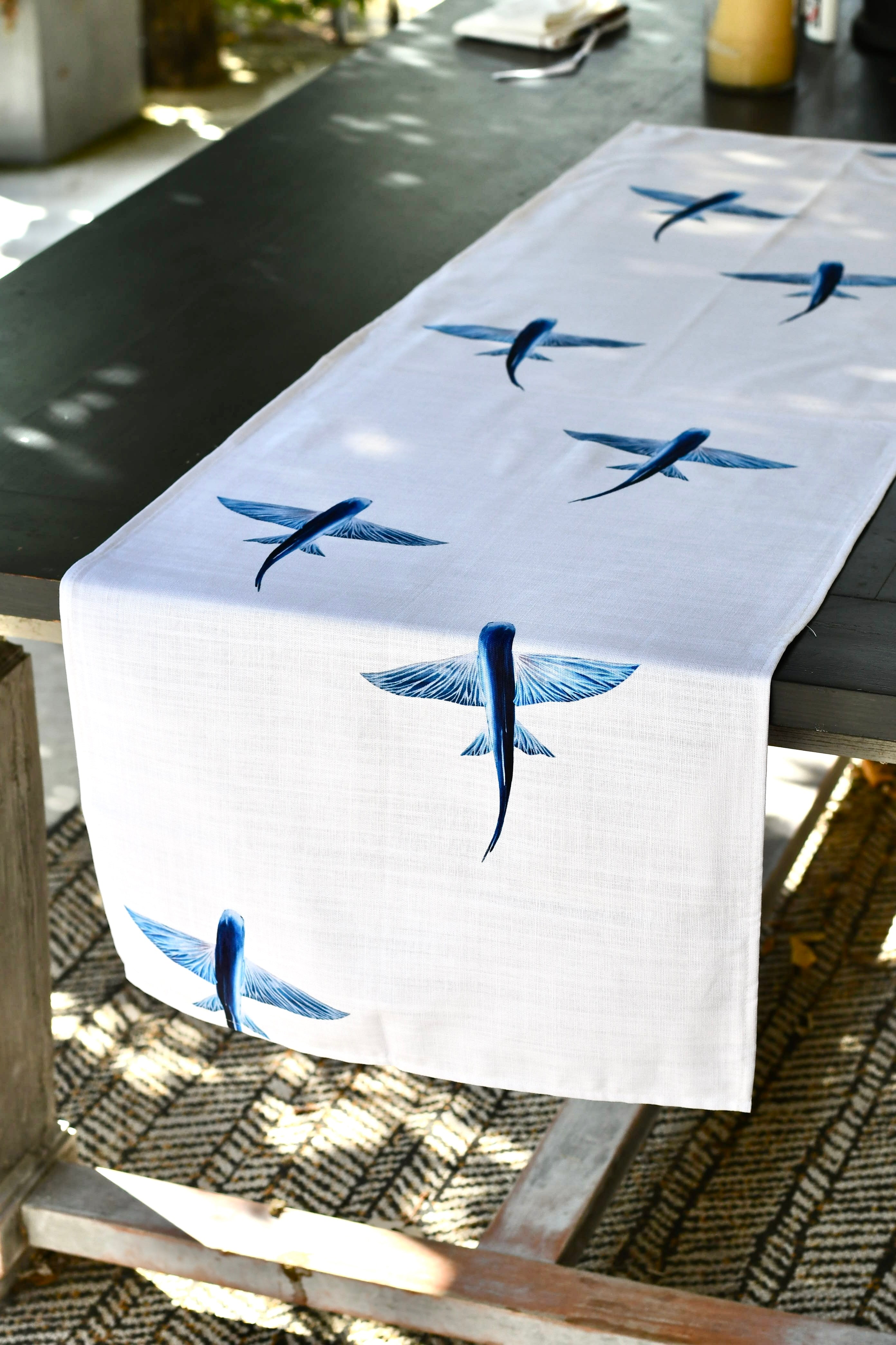 Chemin de table en coton : Les Poissons Volants