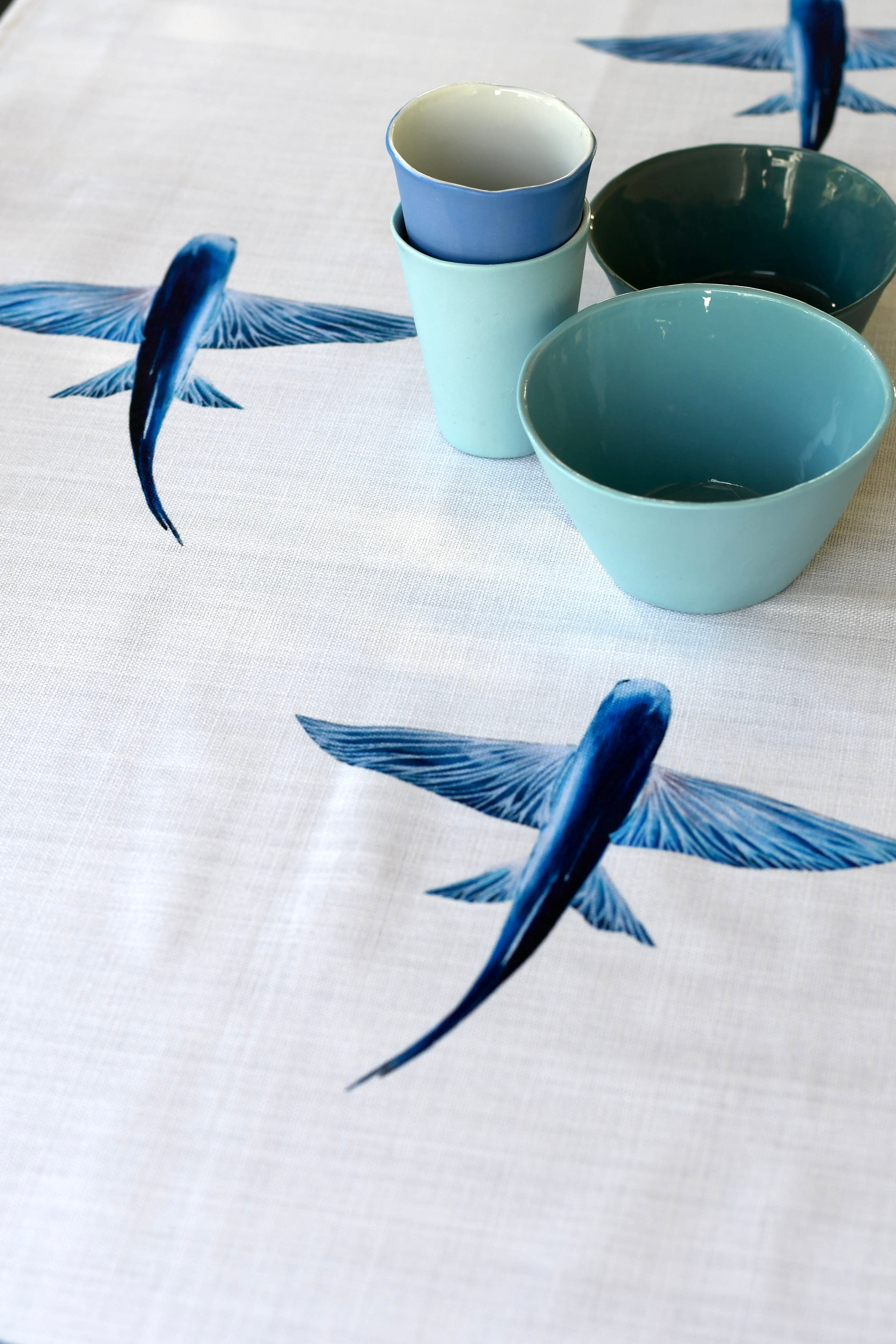 Chemin de table en coton : Les Poissons Volants