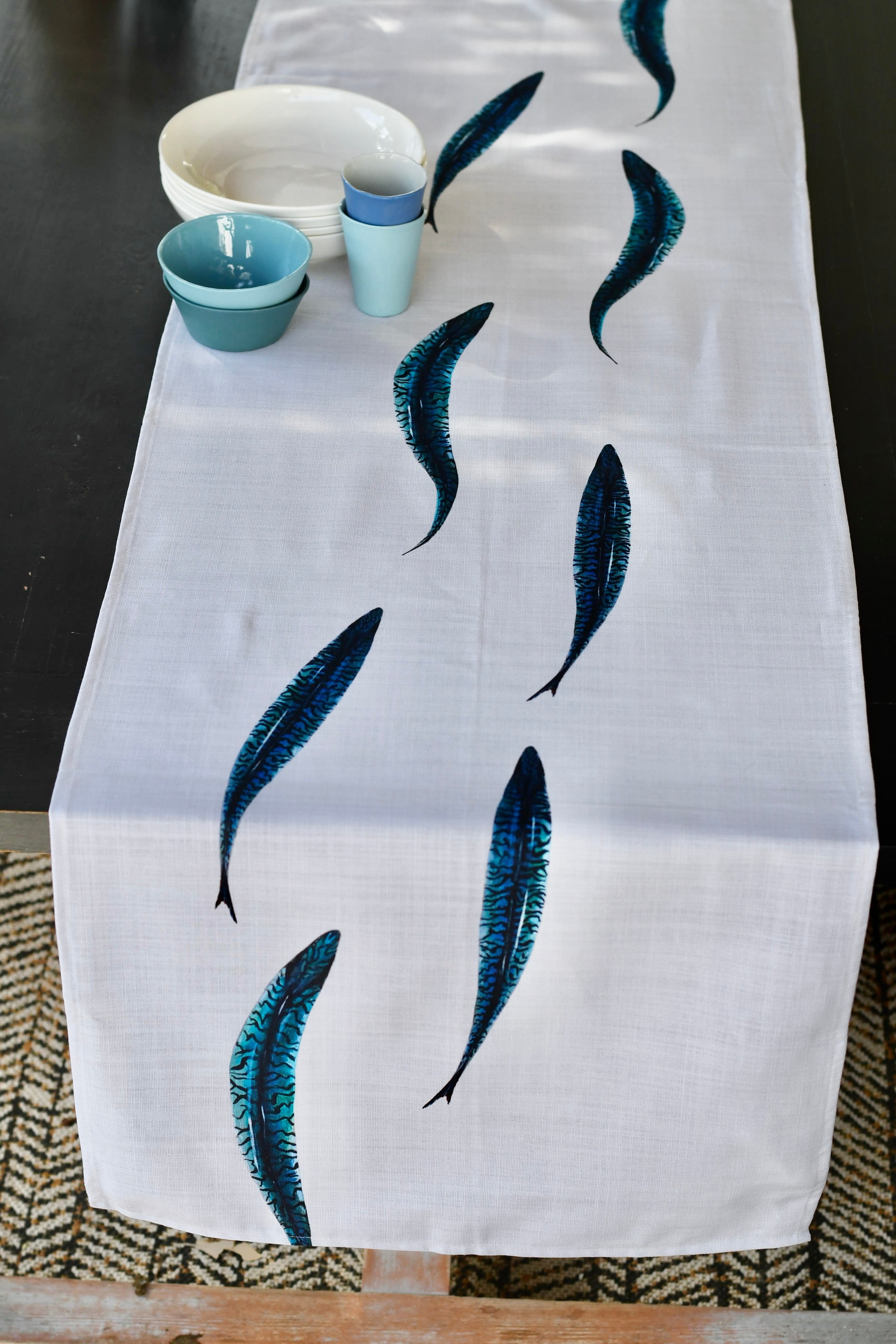 Chemin de table en coton : Les Maquereaux