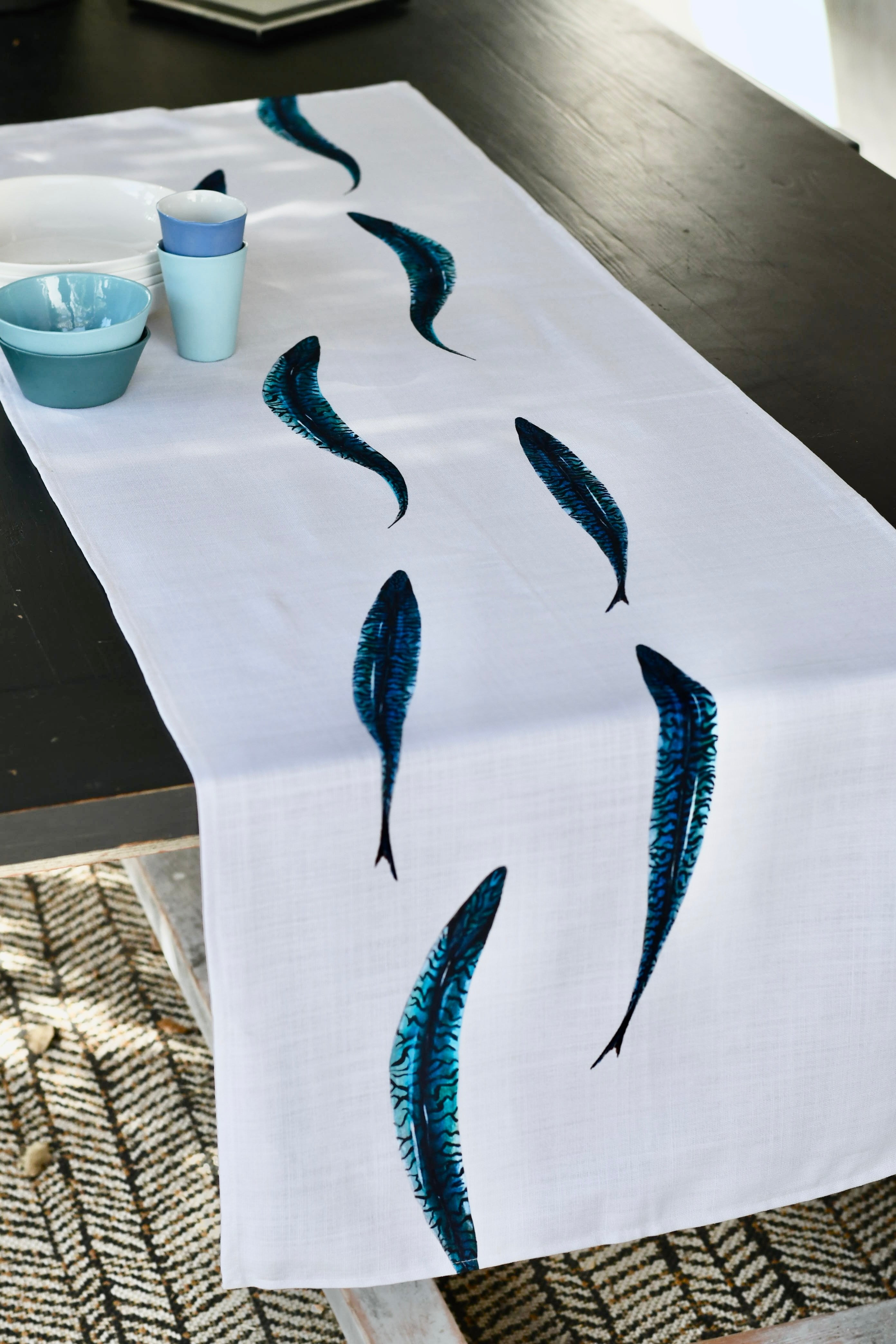 Chemin de table en coton : Les Maquereaux