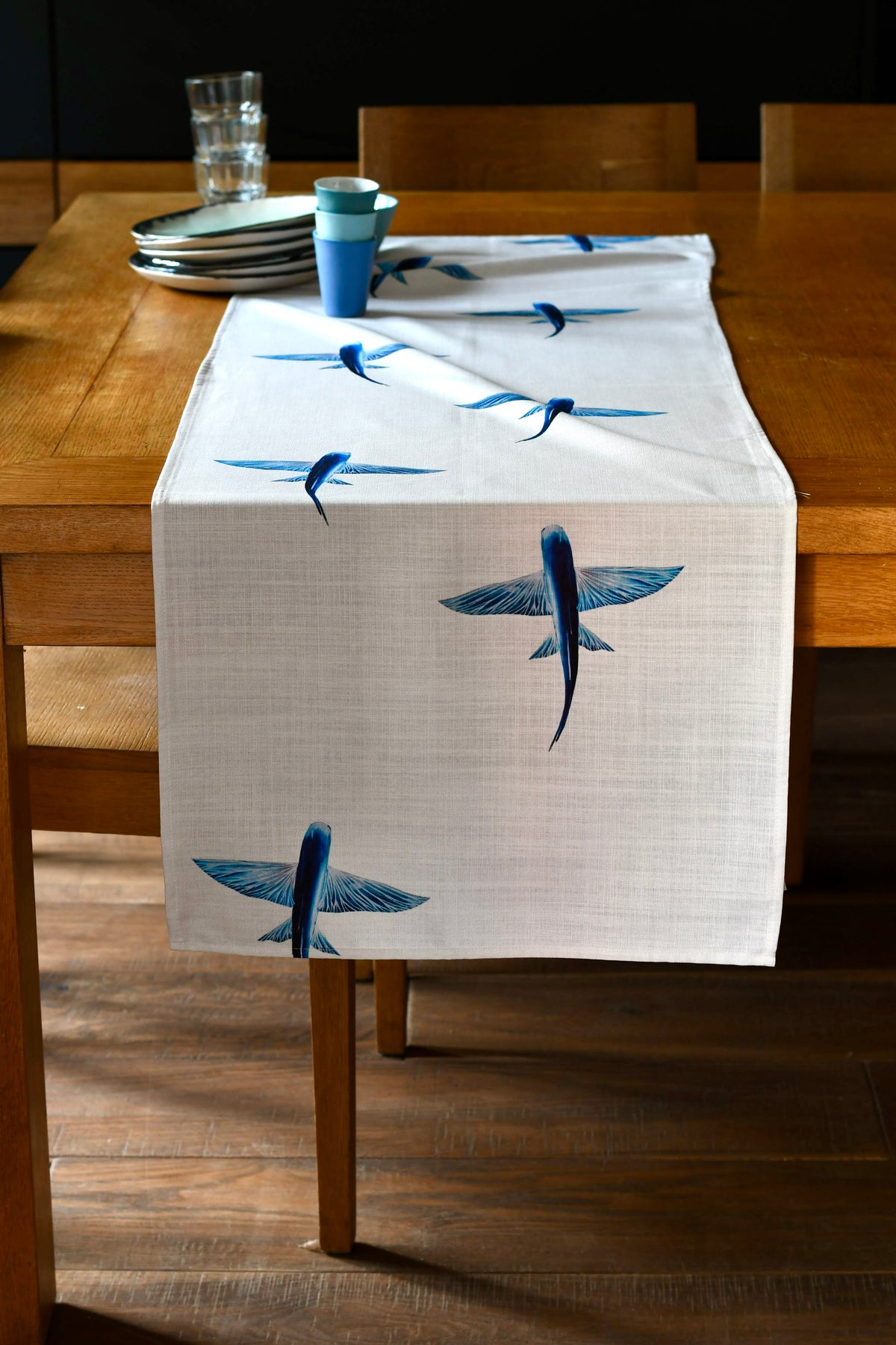 Chemin de table en coton : Les Poissons Volants