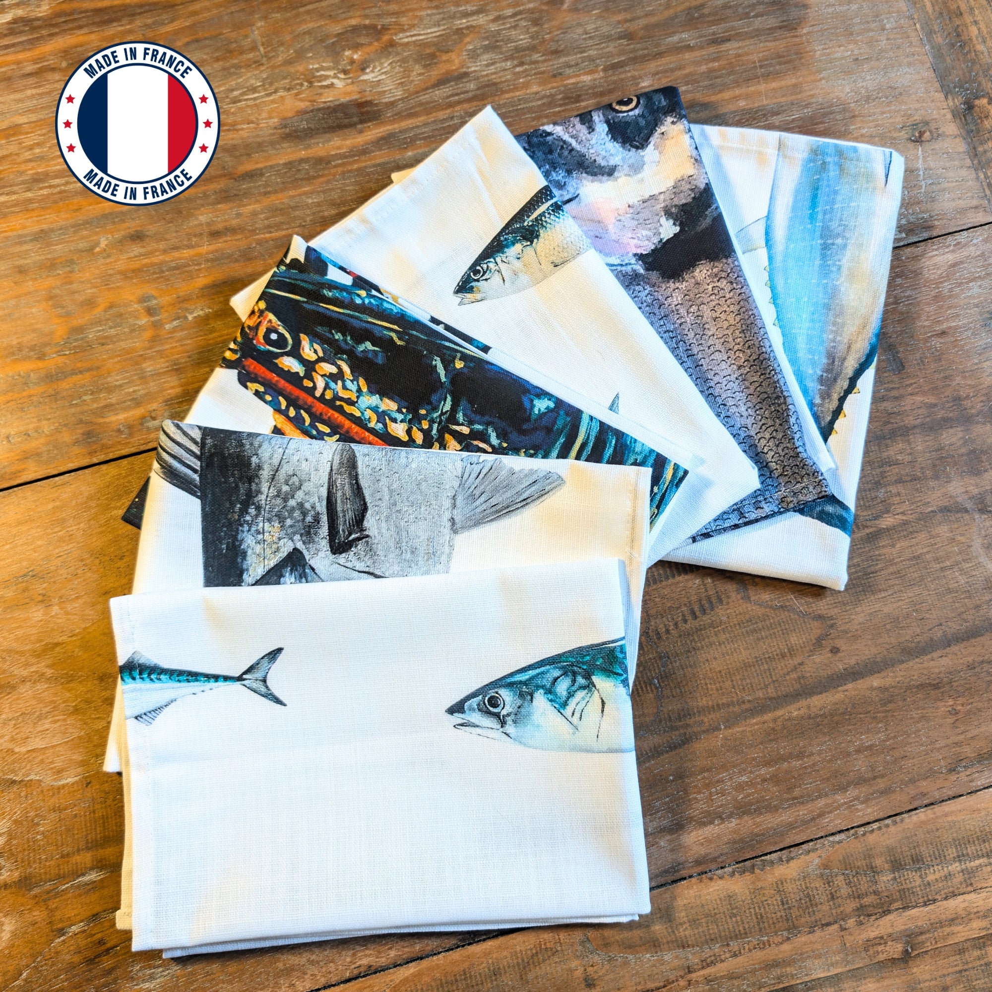 Pack de 6 serviettes de table : La Marée Bleue